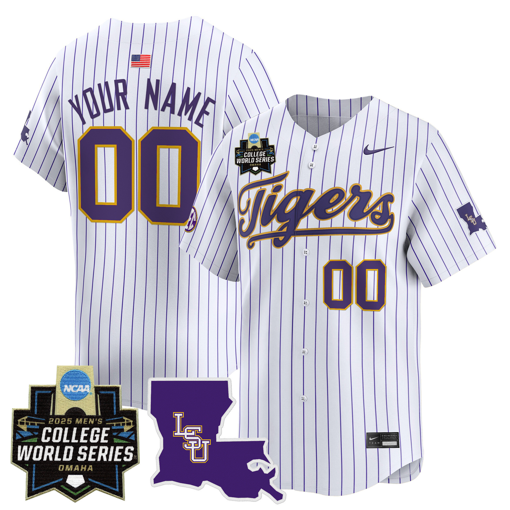 LSU Tigers 2025 World Series Vapor Premier Limited Custom Jersey - All Stitched