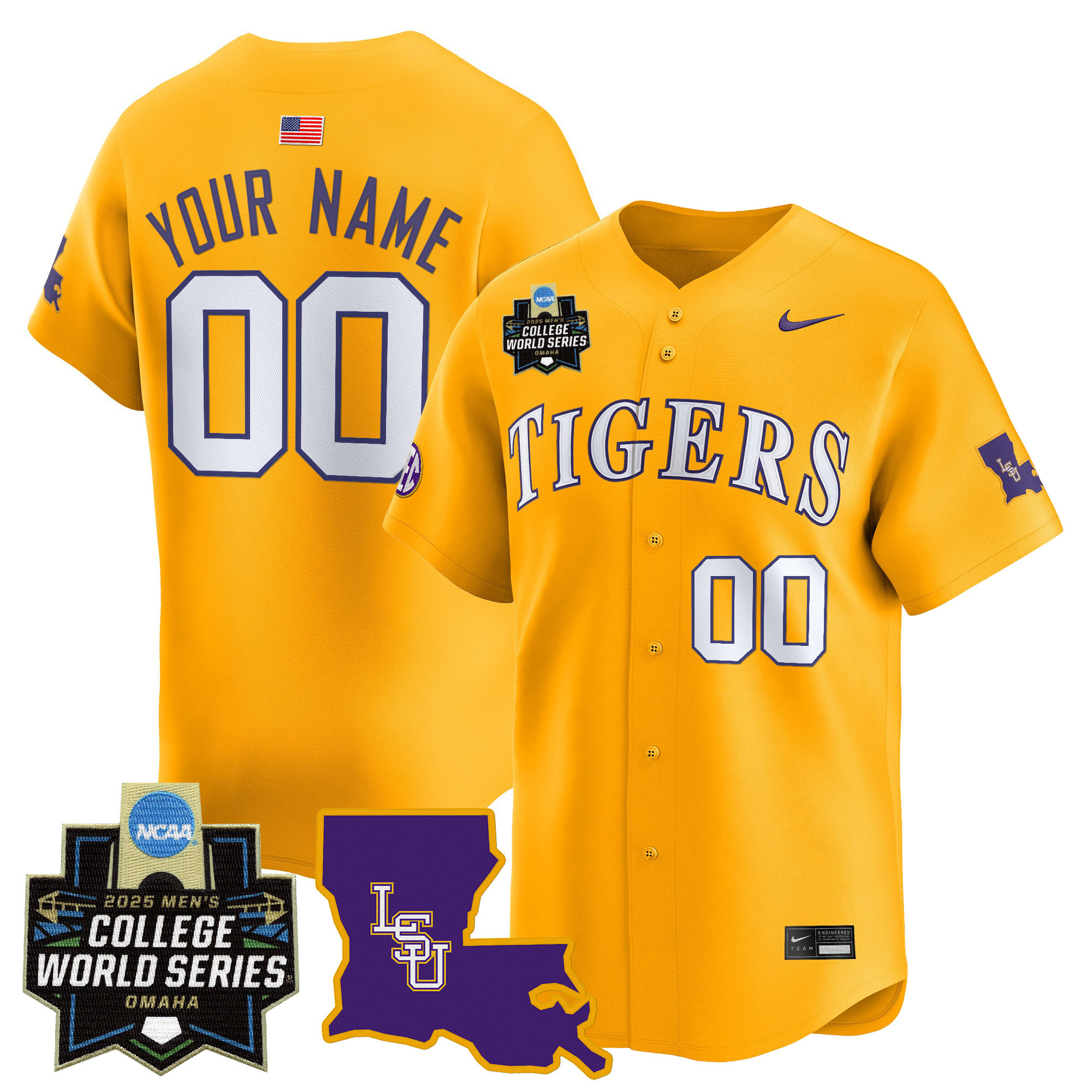 LSU Tigers 2025 World Series Vapor Premier Limited Custom Jersey - All Stitched