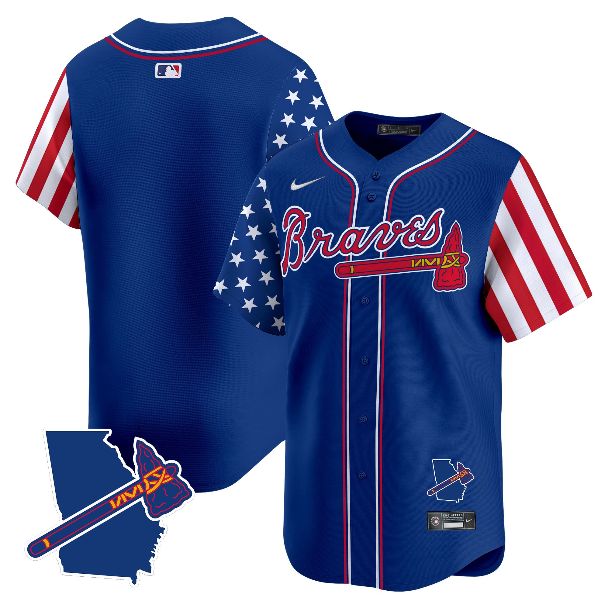 Men's Atlanta Braves 2025 Independence Day Vapor Premier Limited Jersey - All Stitched