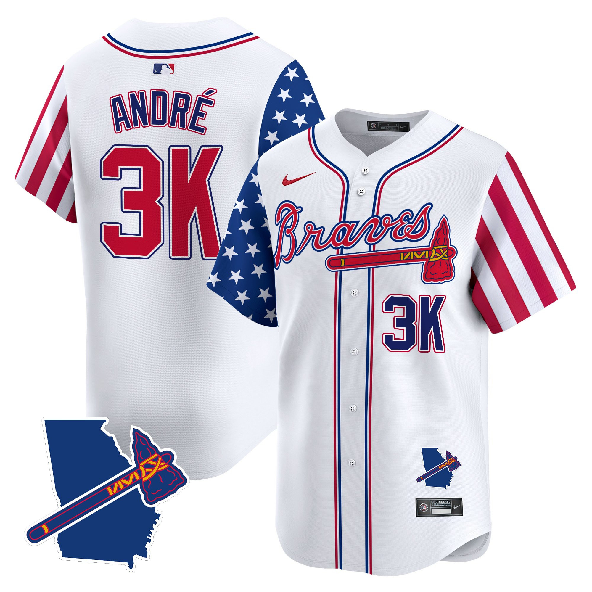 Men's Atlanta Braves 2025 Independence Day Vapor Premier Limited Jersey - All Stitched