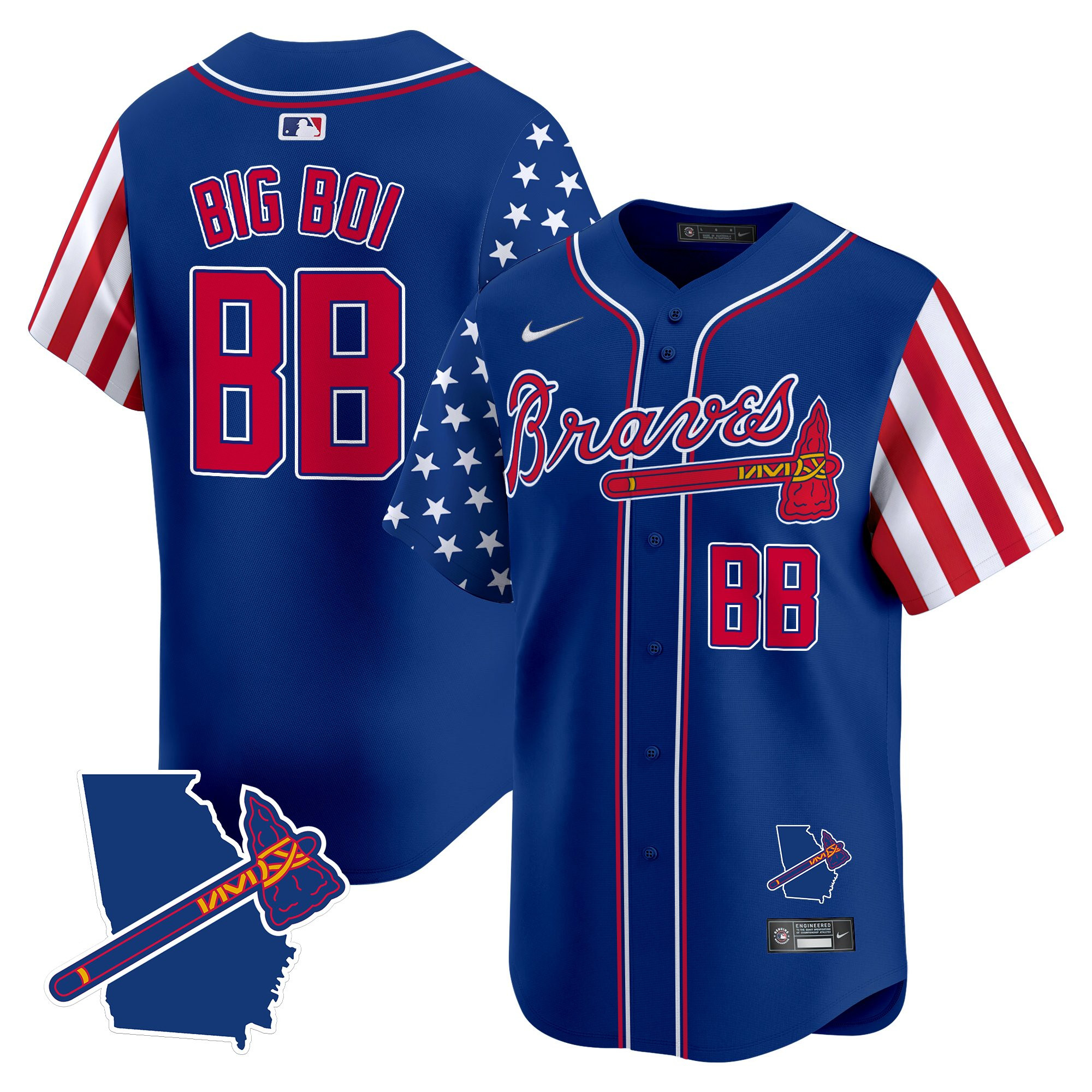 Men's Atlanta Braves 2025 Independence Day Vapor Premier Limited Jersey - All Stitched