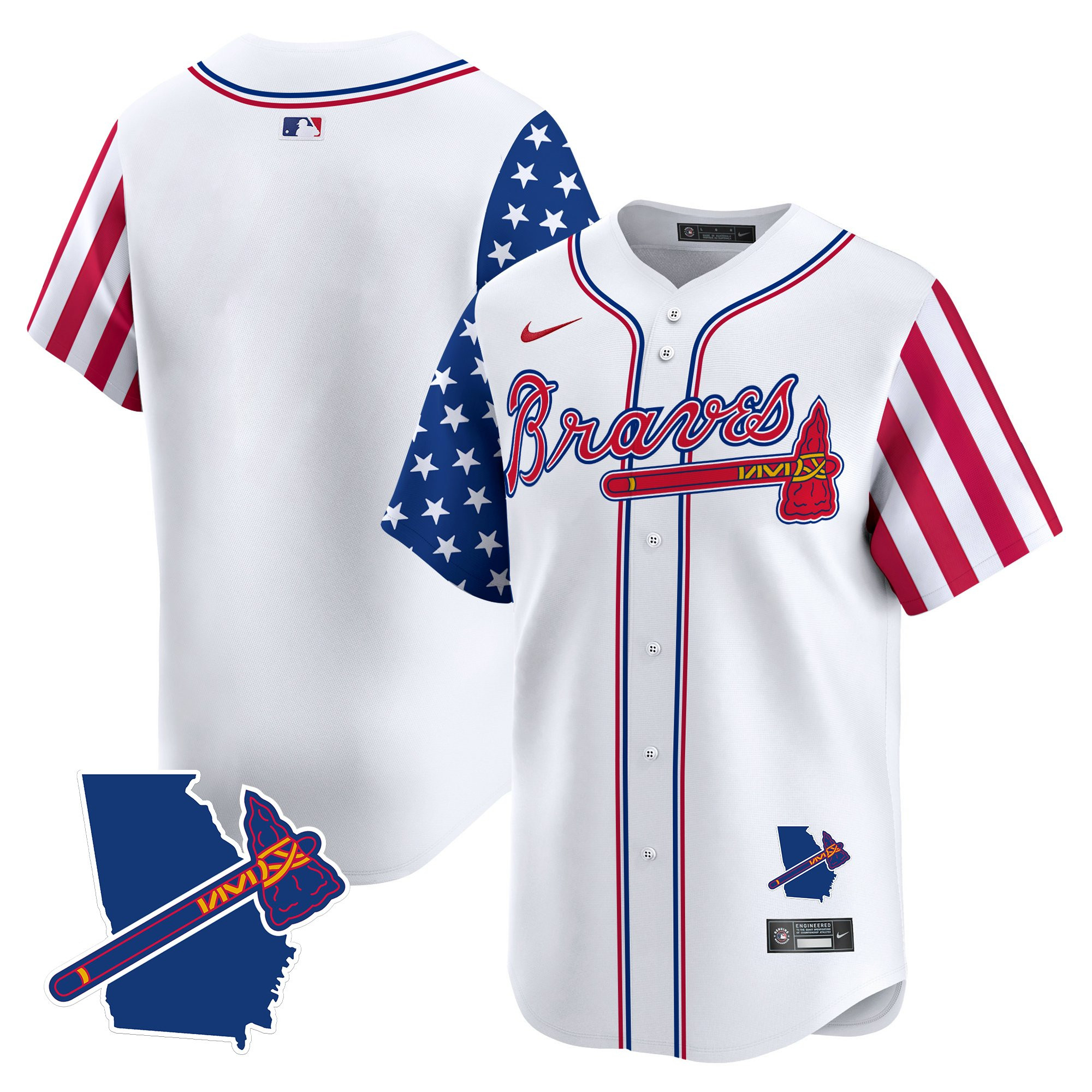 Men's Atlanta Braves 2025 Independence Day Vapor Premier Limited Jersey - All Stitched