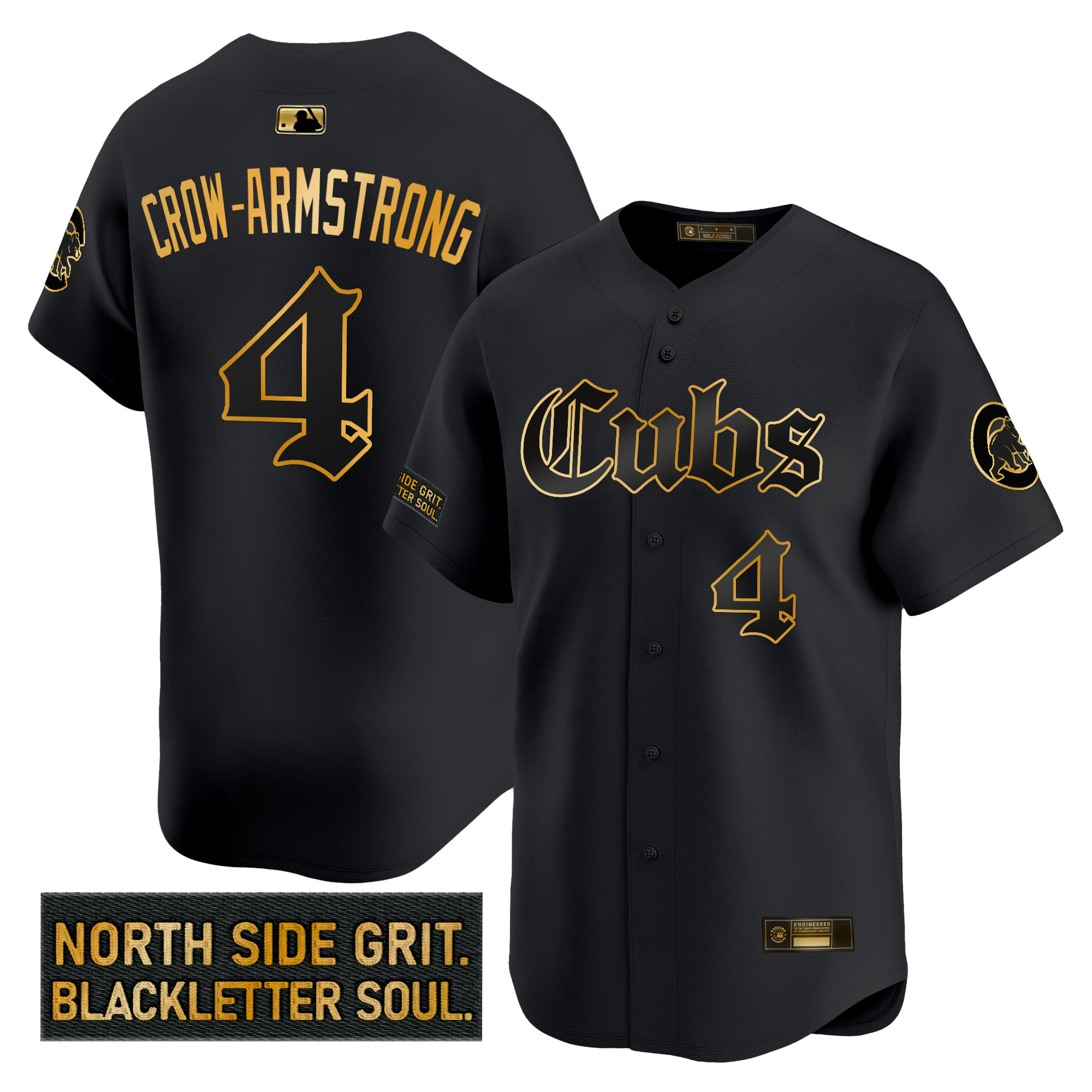 Men's Chicago Cubs 'Gothic North Side Edition' Gold Vapor Premier Limited Jersey - All Stitched