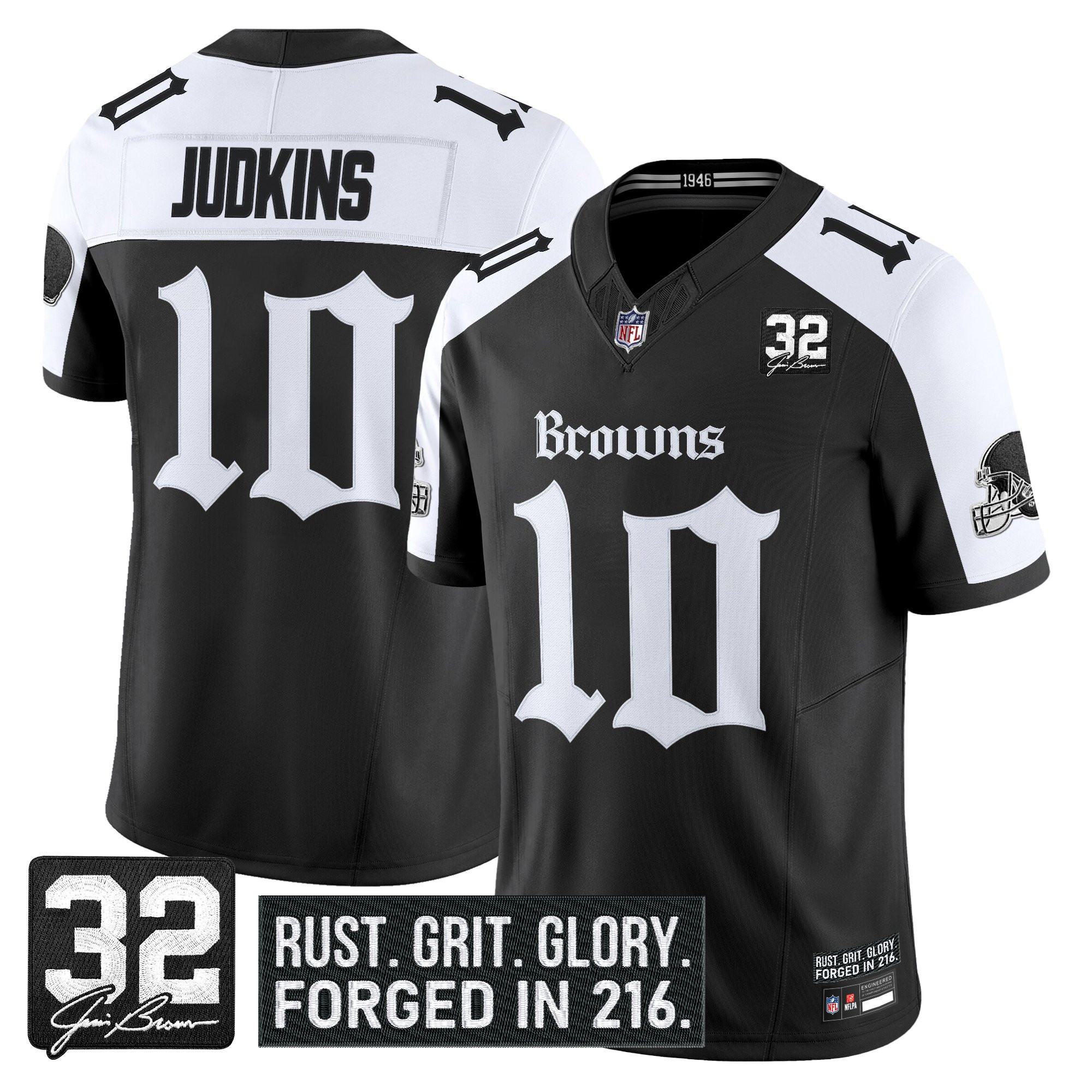 Men's Cleveland Browns 'Gothic Dawg Shadows Drop' Vapor Limited Jersey - All Stitched