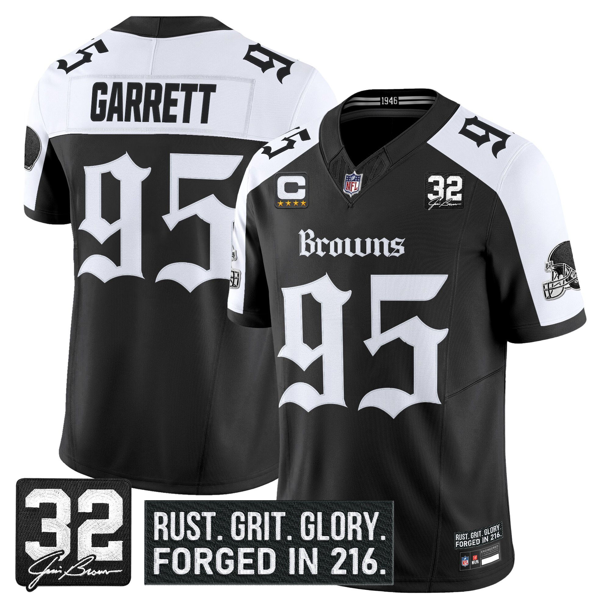 Men's Cleveland Browns 'Gothic Dawg Shadows Drop' Vapor Limited Jersey - All Stitched