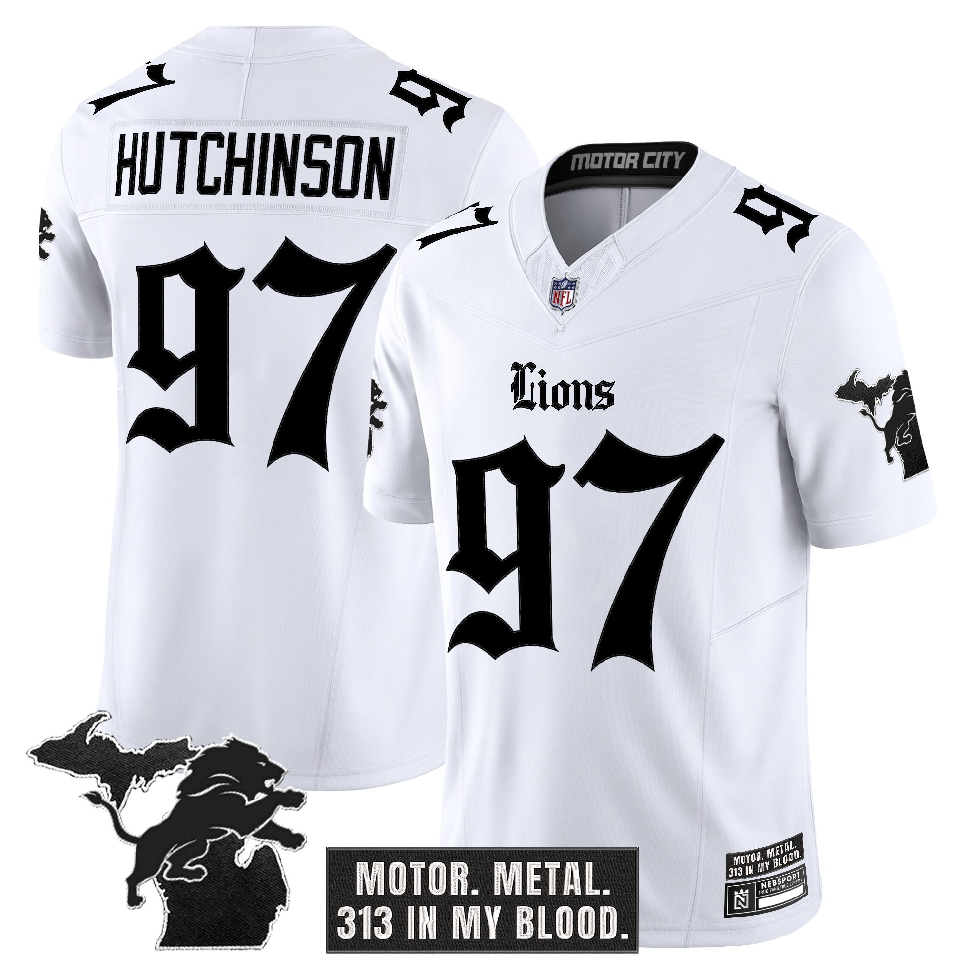 Men's Detroit Lions 'Gothic Motor Grit Edition' Vapor Limited Jersey - All Stitched