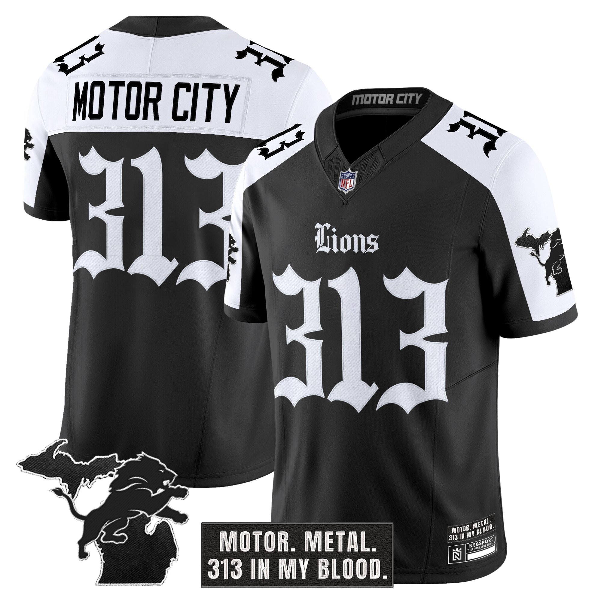 Men's Detroit Lions 'Gothic Motor Grit Edition' Vapor Limited Jersey - All Stitched