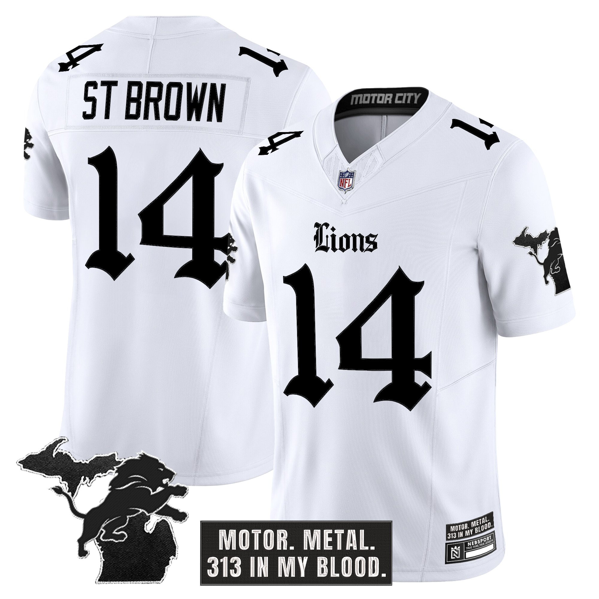 Men's Detroit Lions 'Gothic Motor Grit Edition' Vapor Limited Jersey - All Stitched