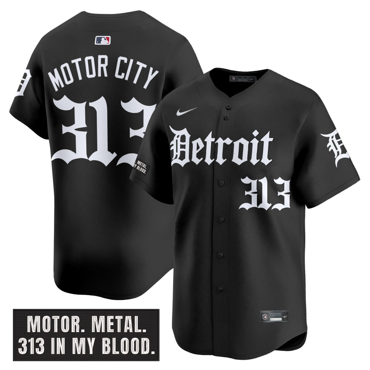 Men's Detroit Tigers 'Motor Gothic Edition' Vapor Premier Limited Jersey - All Stitched