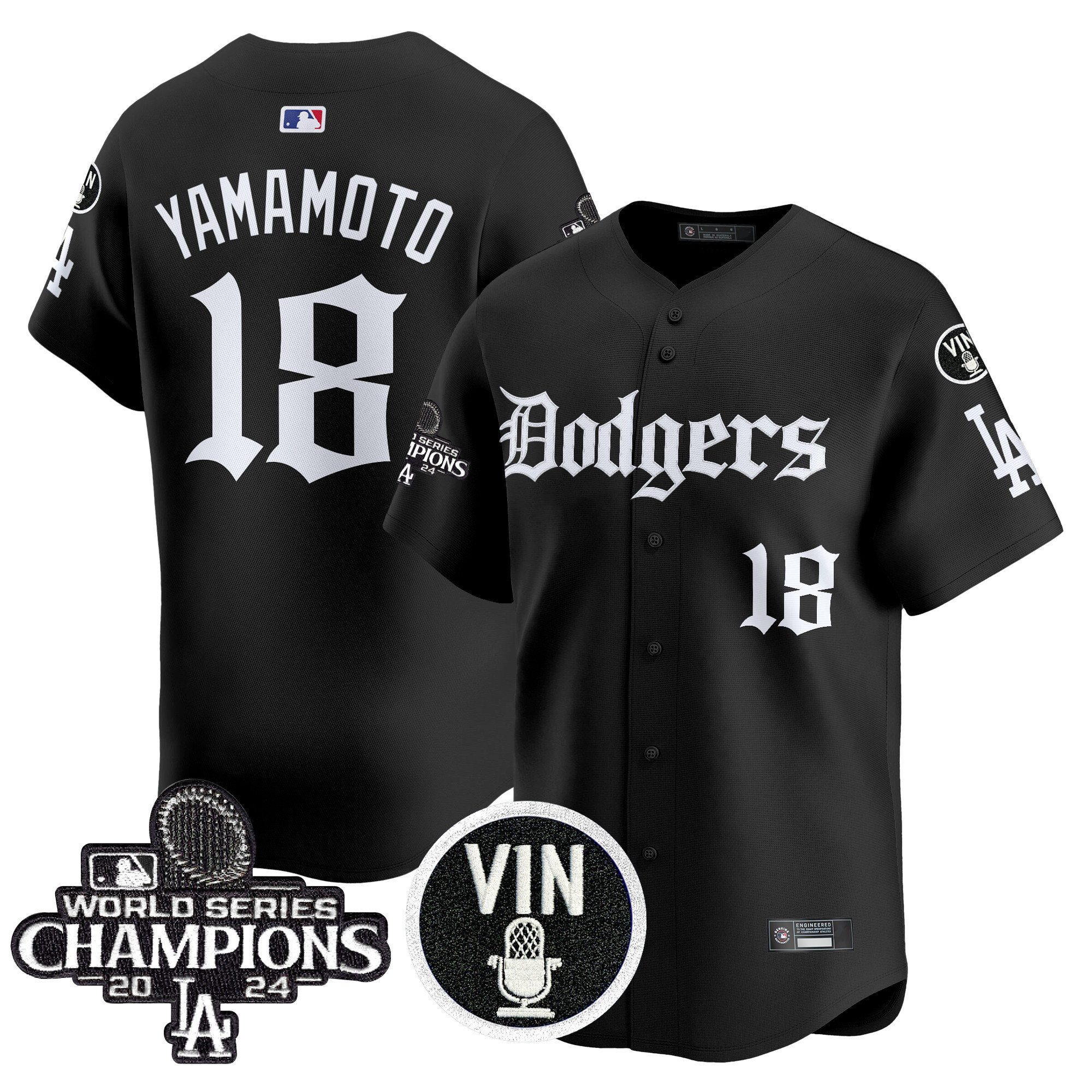 Men's Dodgers 2025 LA Gothic Style Vapor Premier Limited Jersey V2 - All Stitched