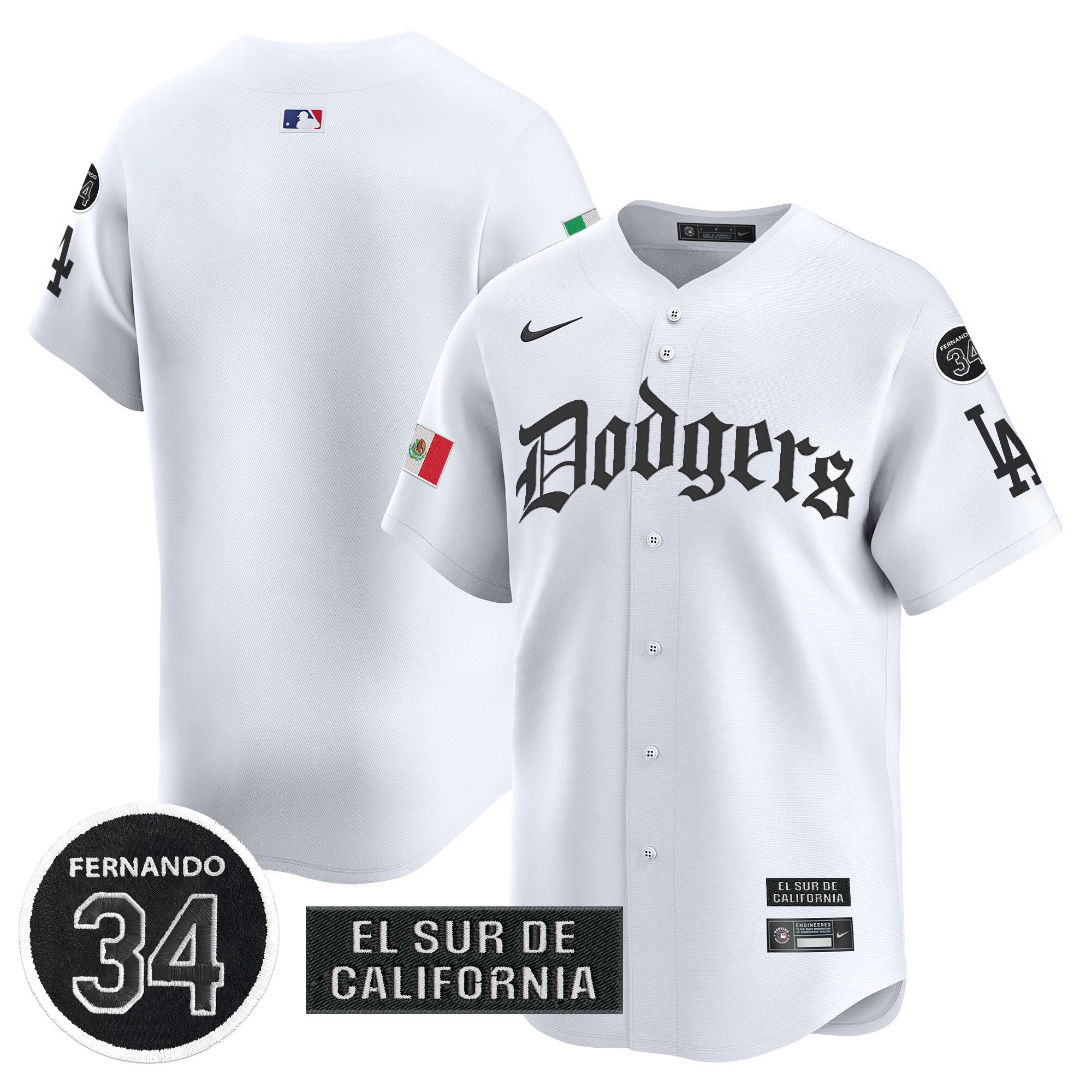 Men's Dodgers Mexico 2025 LA Gothic Style Vapor Premier Limited Jersey V2 - All Stitched