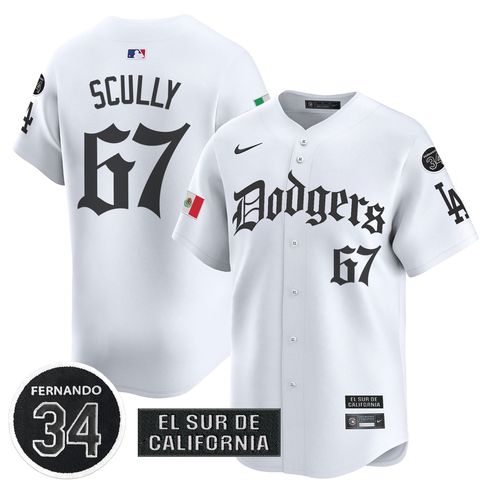 Men's Dodgers Mexico 2025 LA Gothic Style Vapor Premier Limited Jersey V2 - All Stitched