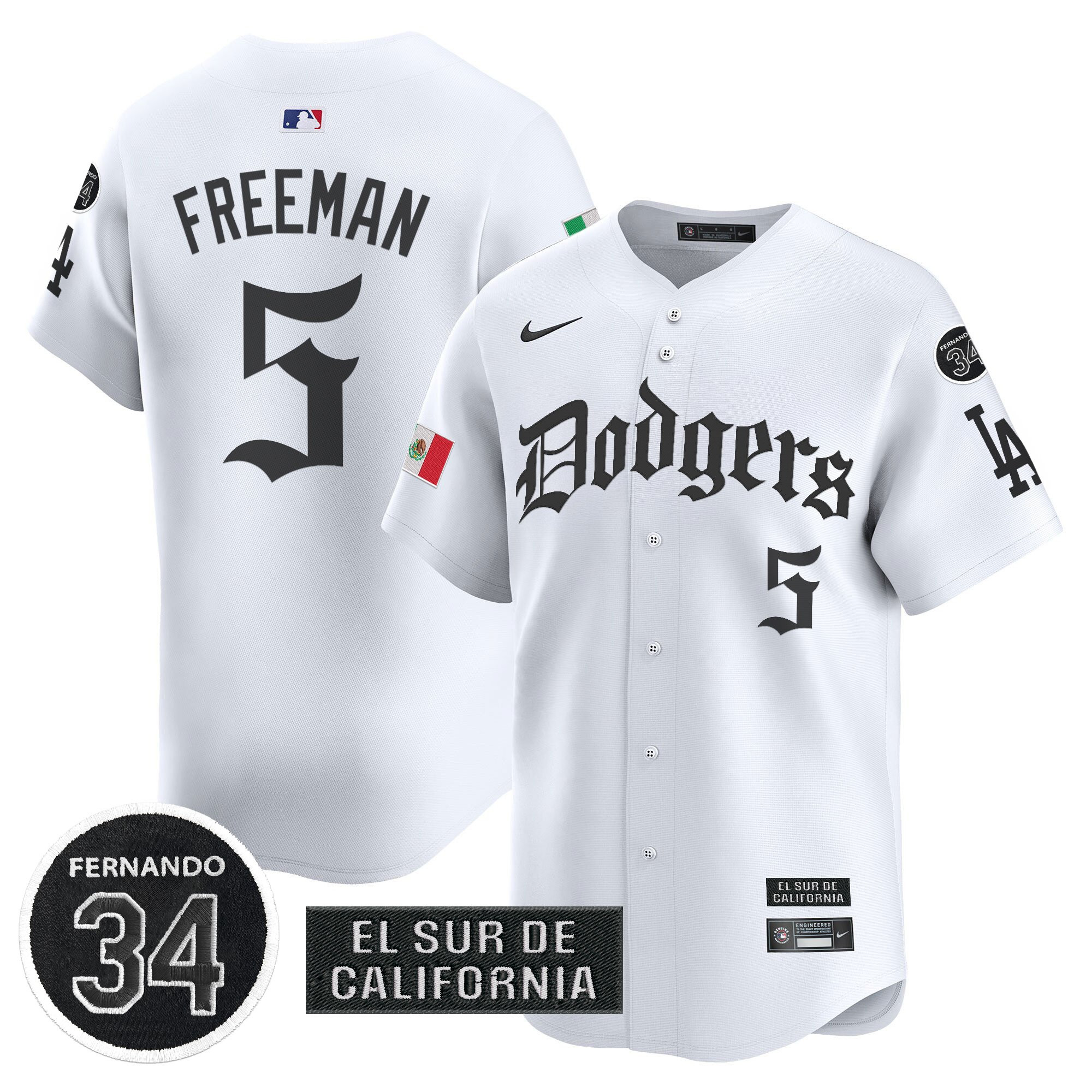 Men's Dodgers Mexico 2025 LA Gothic Style Vapor Premier Limited Jersey V2 - All Stitched