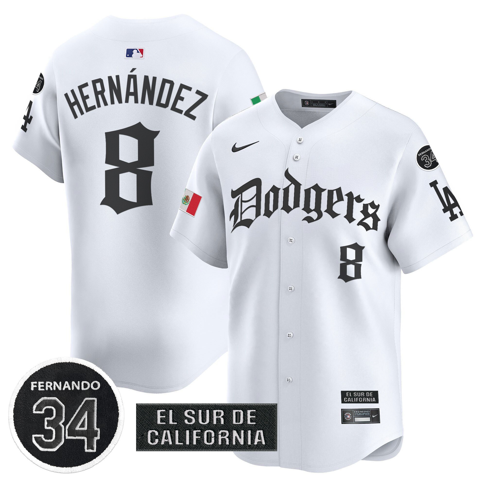 Men's Dodgers Mexico 2025 LA Gothic Style Vapor Premier Limited Jersey V2 - All Stitched