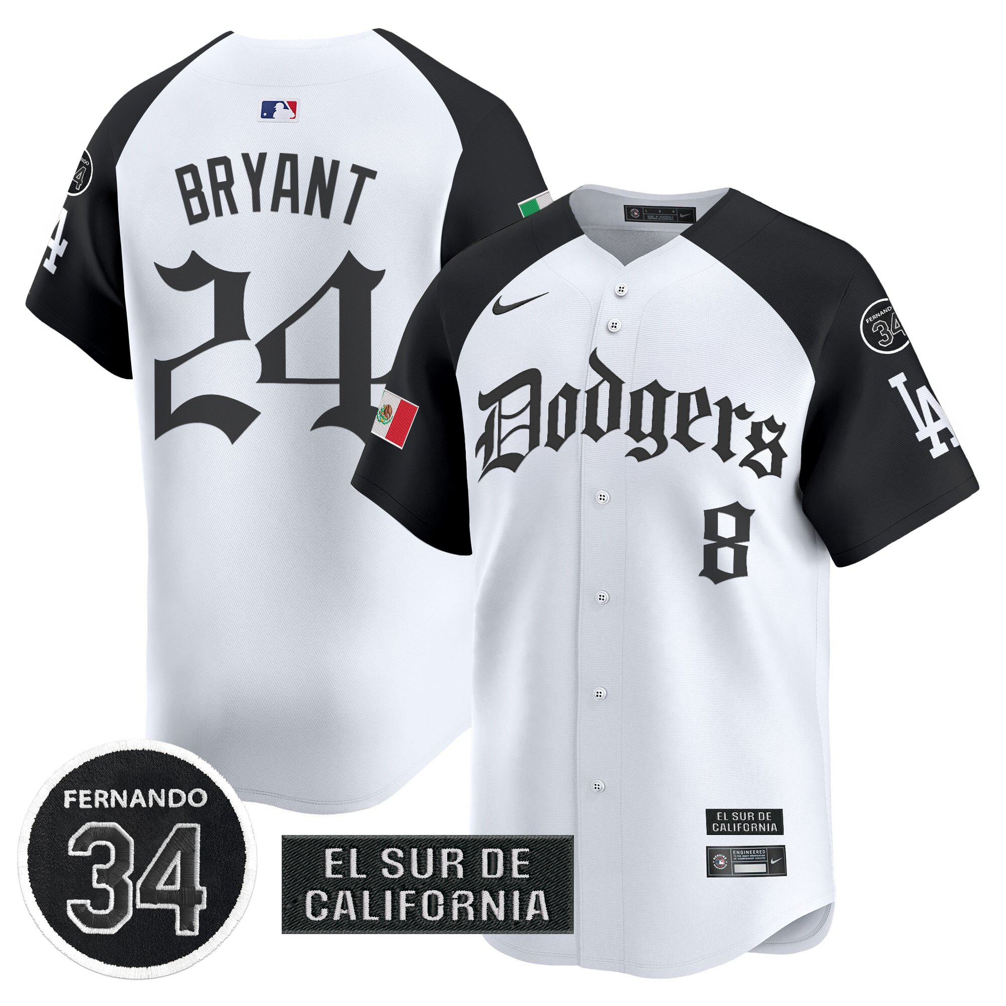Men's Dodgers Mexico 2025 LA Gothic Style Vapor Premier Limited Jersey V2 - All Stitched