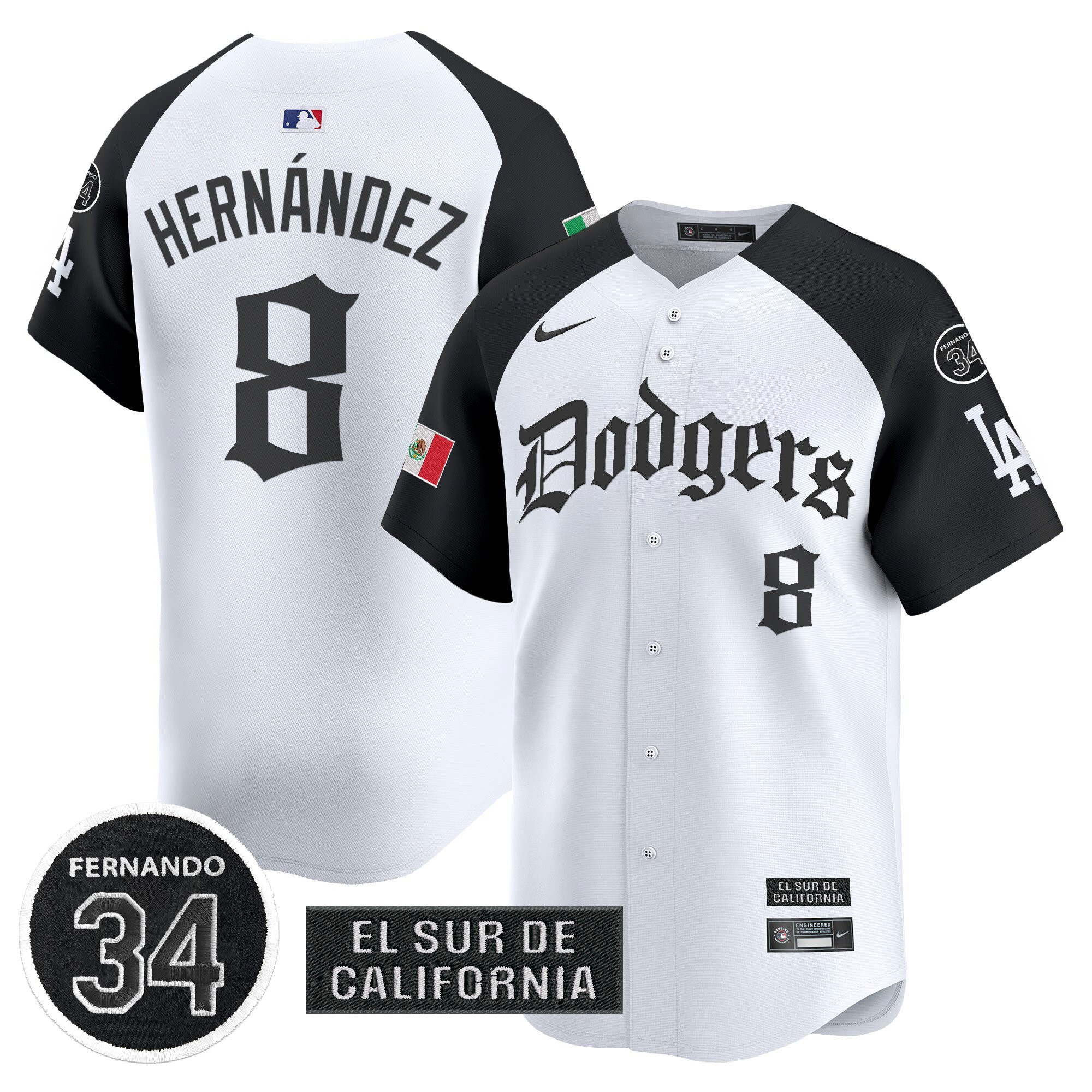 Men's Dodgers Mexico 2025 LA Gothic Style Vapor Premier Limited Jersey V2 - All Stitched