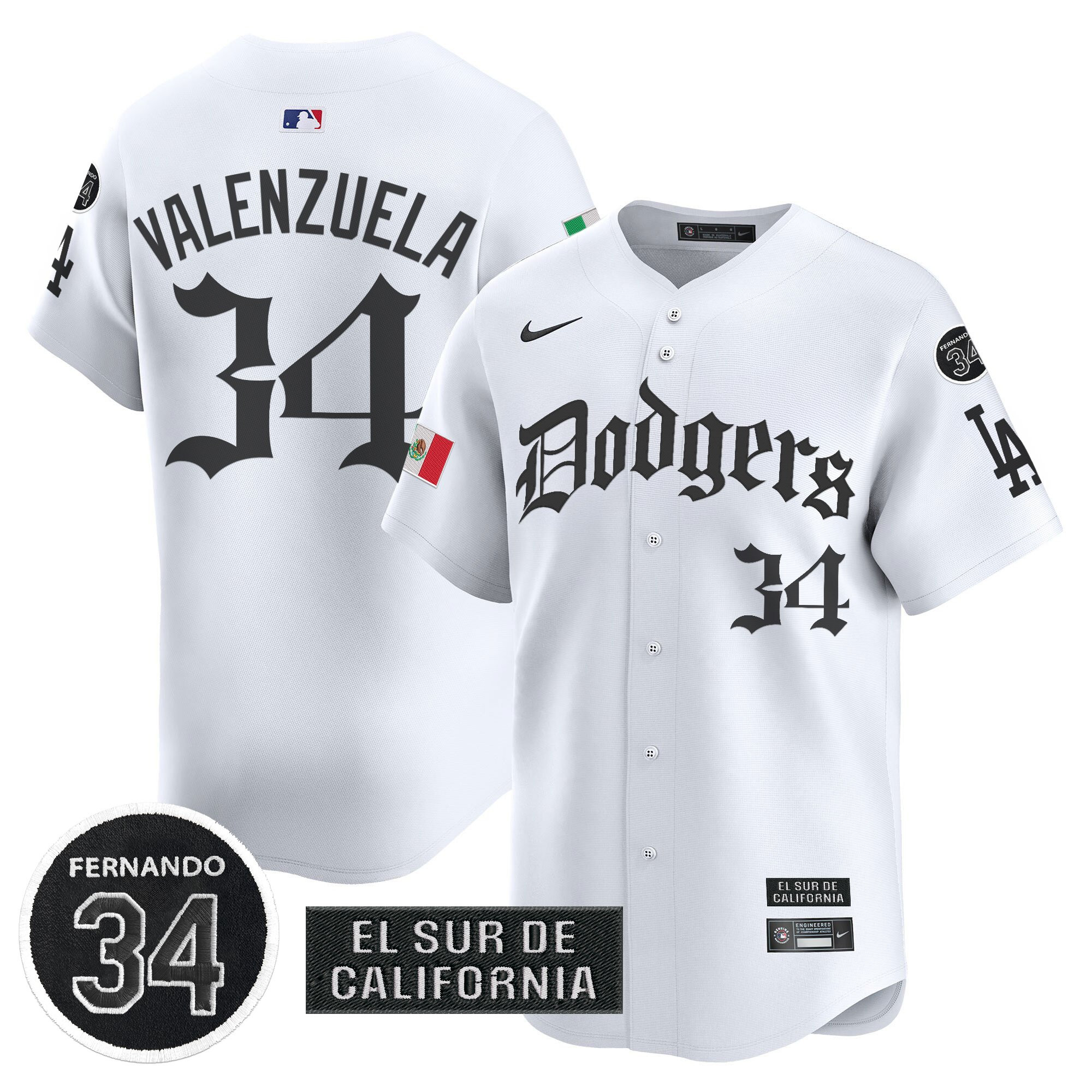 Men's Dodgers Mexico 2025 LA Gothic Style Vapor Premier Limited Jersey V2 - All Stitched