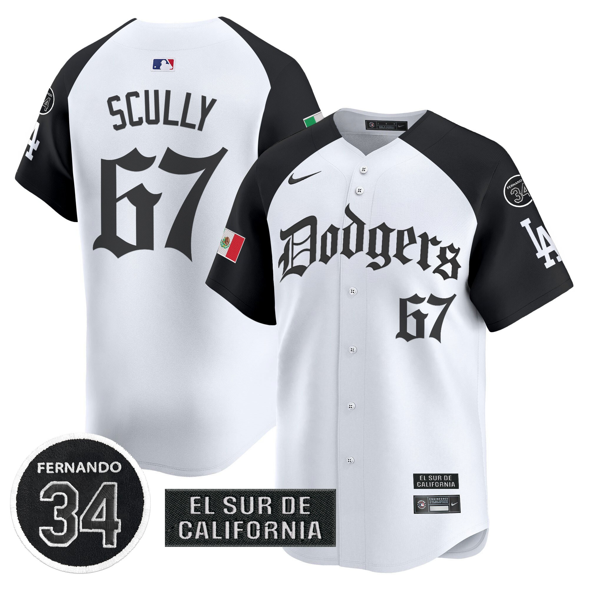 Men's Dodgers Mexico 2025 LA Gothic Style Vapor Premier Limited Jersey V2 - All Stitched