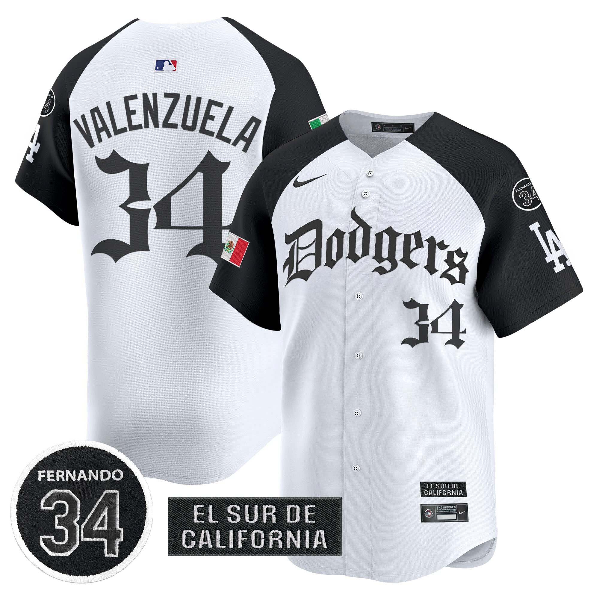 Men's Dodgers Mexico 2025 LA Gothic Style Vapor Premier Limited Jersey V2 - All Stitched
