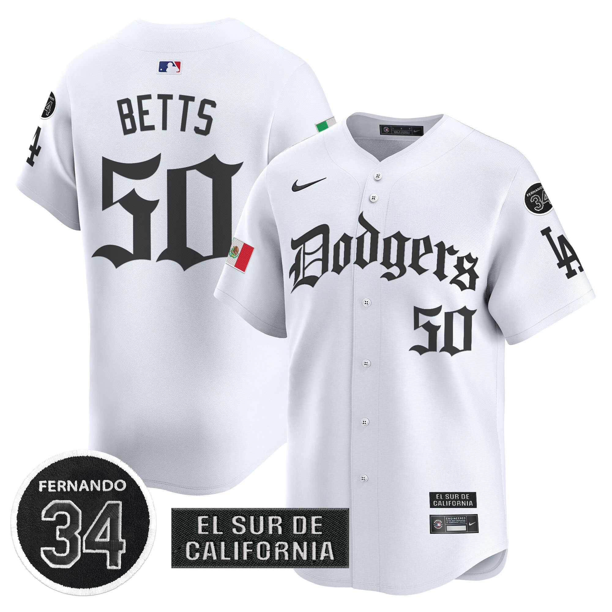 Men's Dodgers Mexico 2025 LA Gothic Style Vapor Premier Limited Jersey V2 - All Stitched