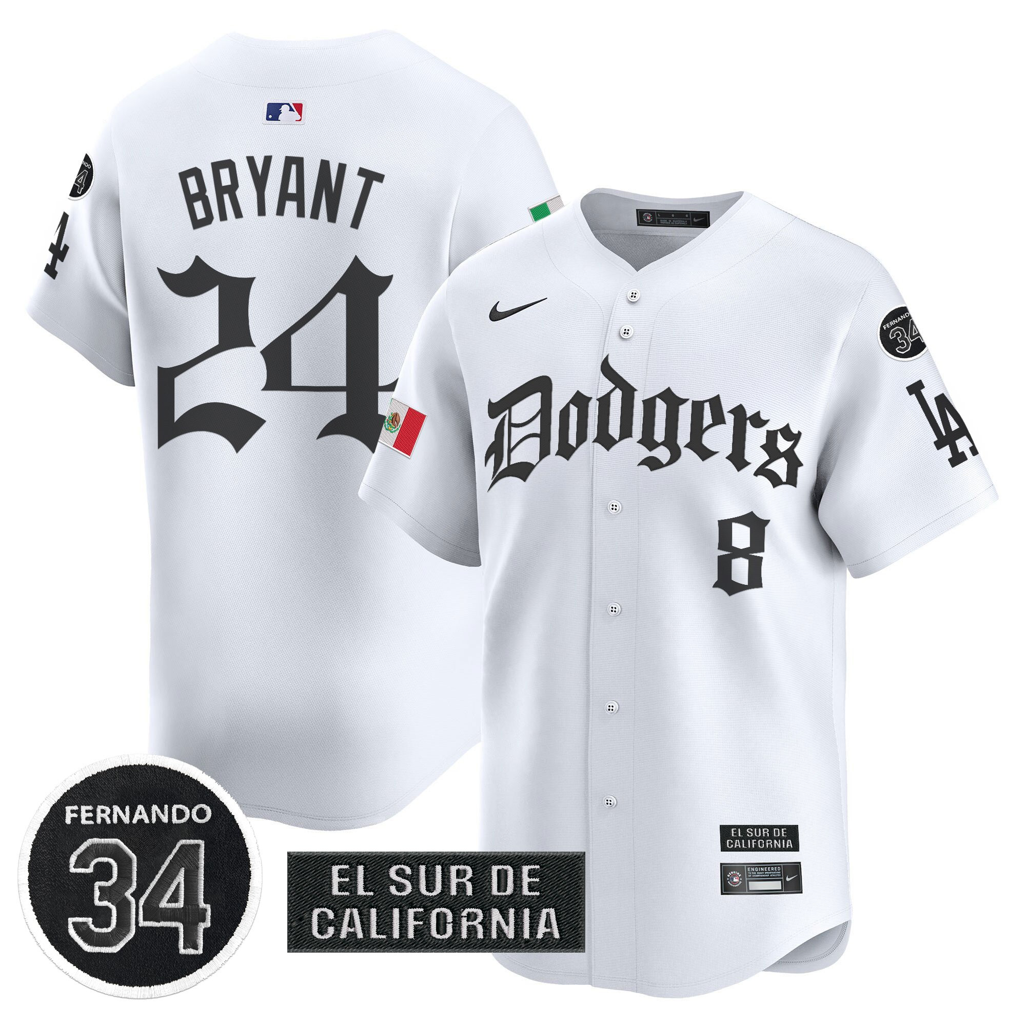 Men's Dodgers Mexico 2025 LA Gothic Style Vapor Premier Limited Jersey V2 - All Stitched