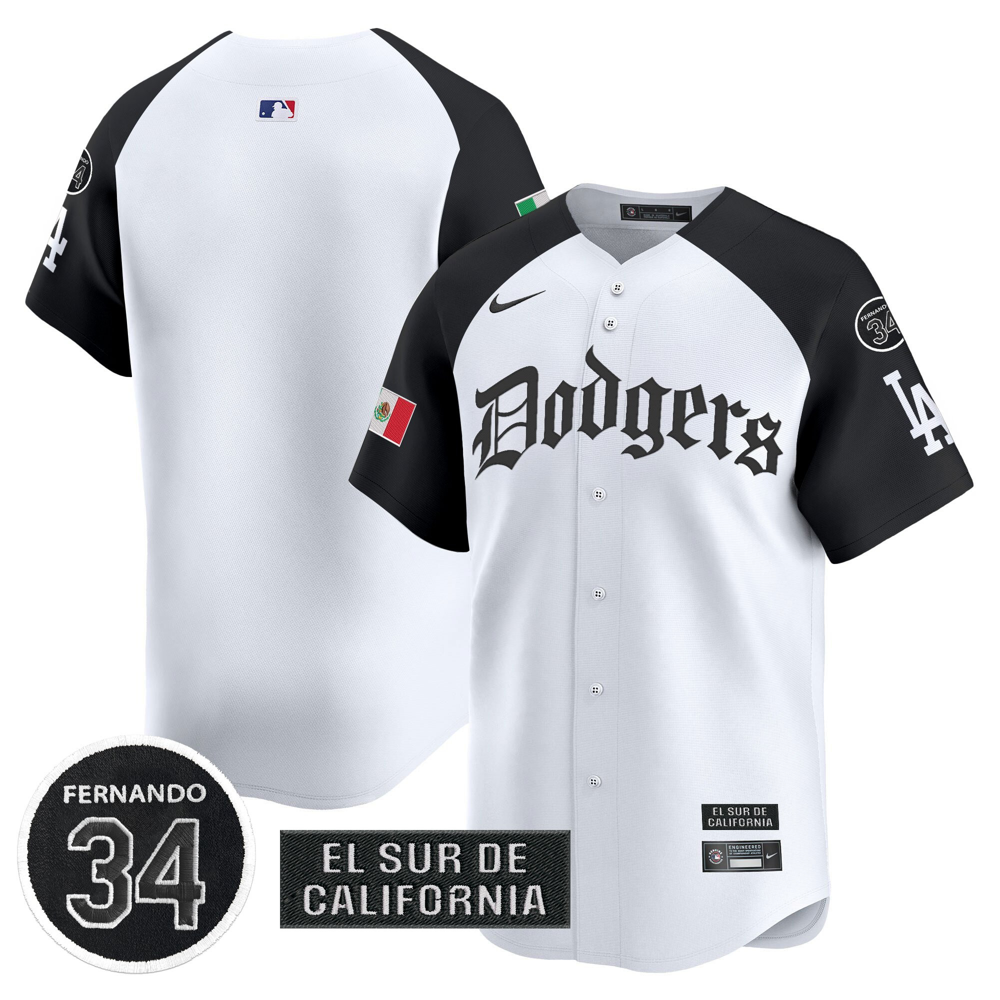 Men's Dodgers Mexico 2025 LA Gothic Style Vapor Premier Limited Jersey V2 - All Stitched