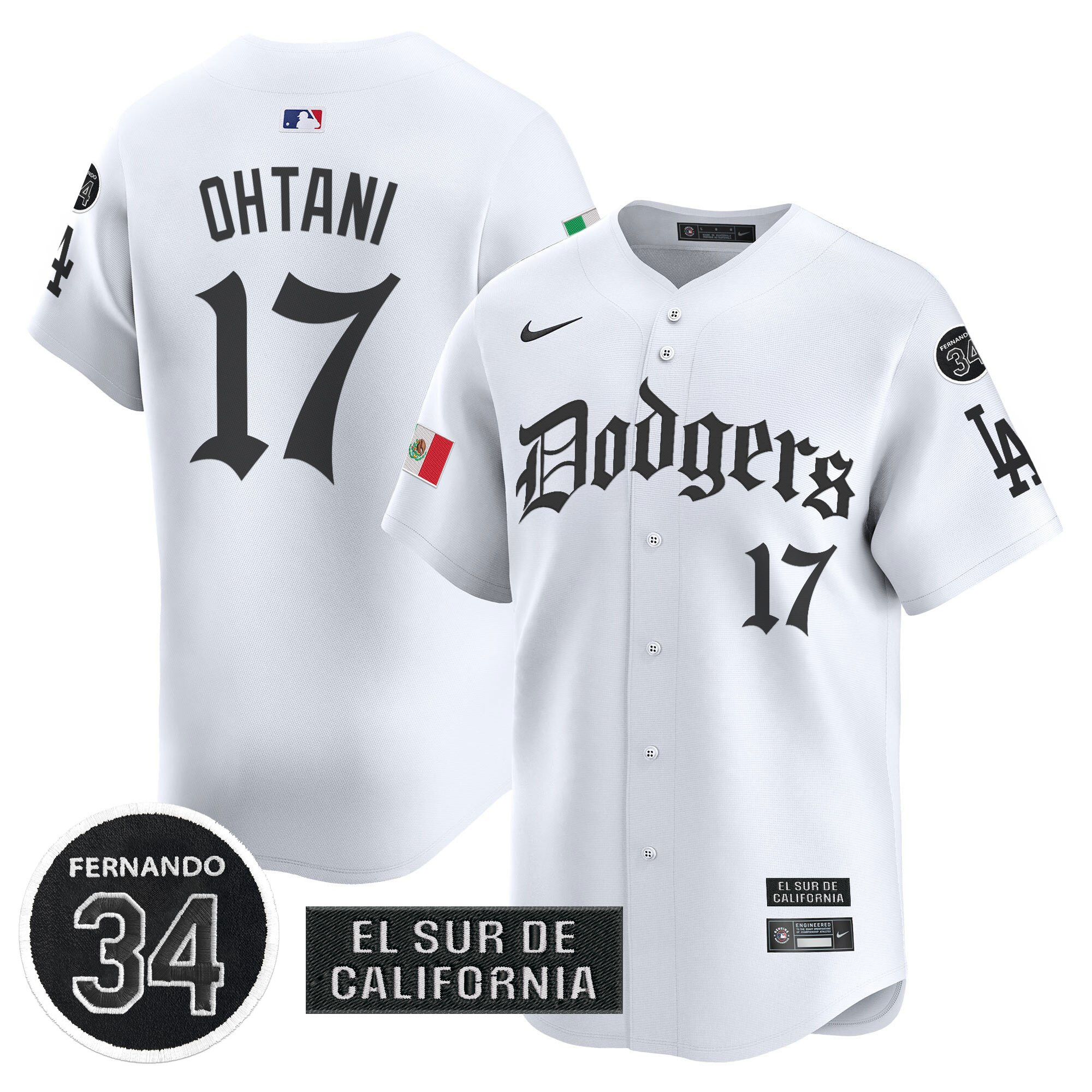 Men's Dodgers Mexico 2025 LA Gothic Style Vapor Premier Limited Jersey V2 - All Stitched