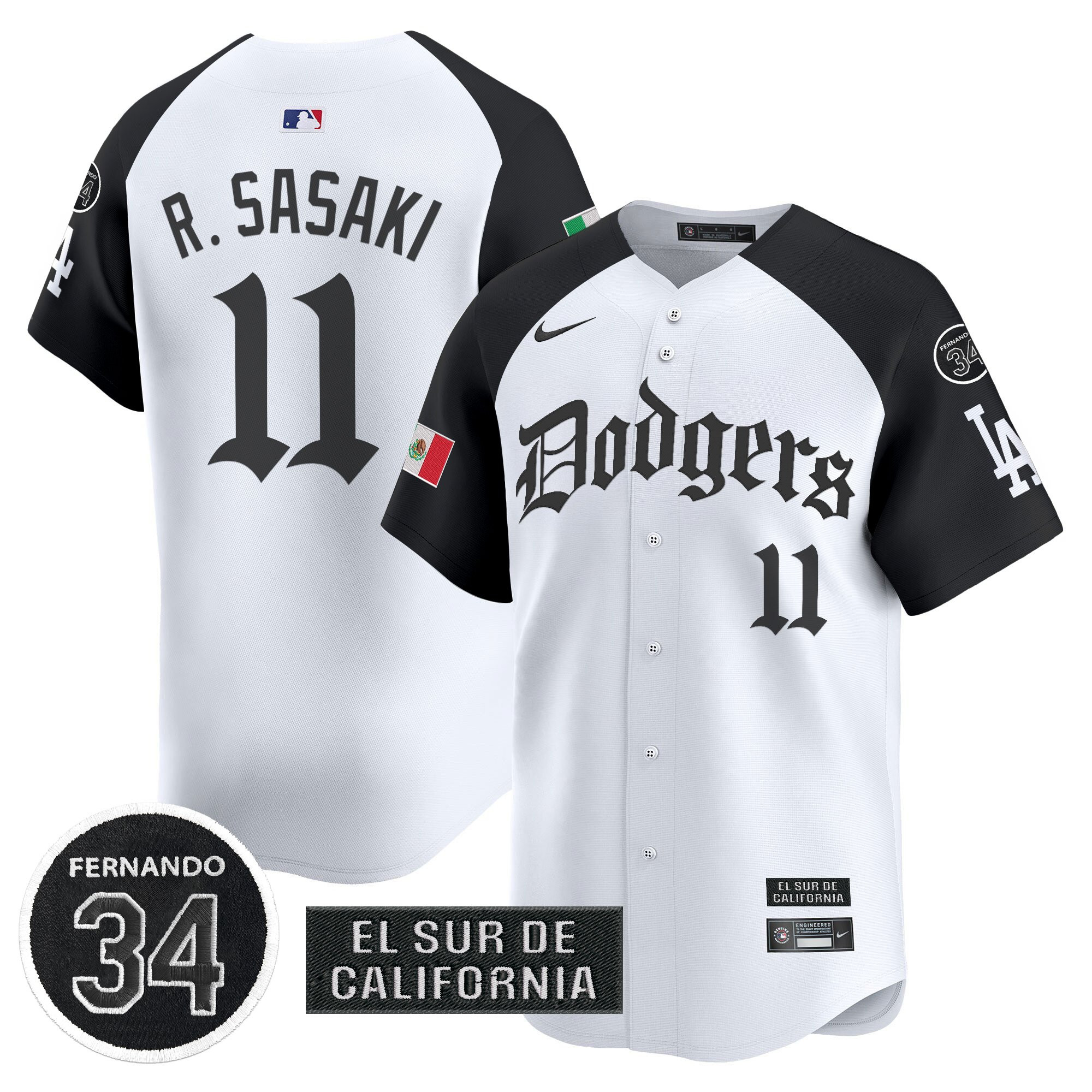 Men's Dodgers Mexico 2025 LA Gothic Style Vapor Premier Limited Jersey V2 - All Stitched