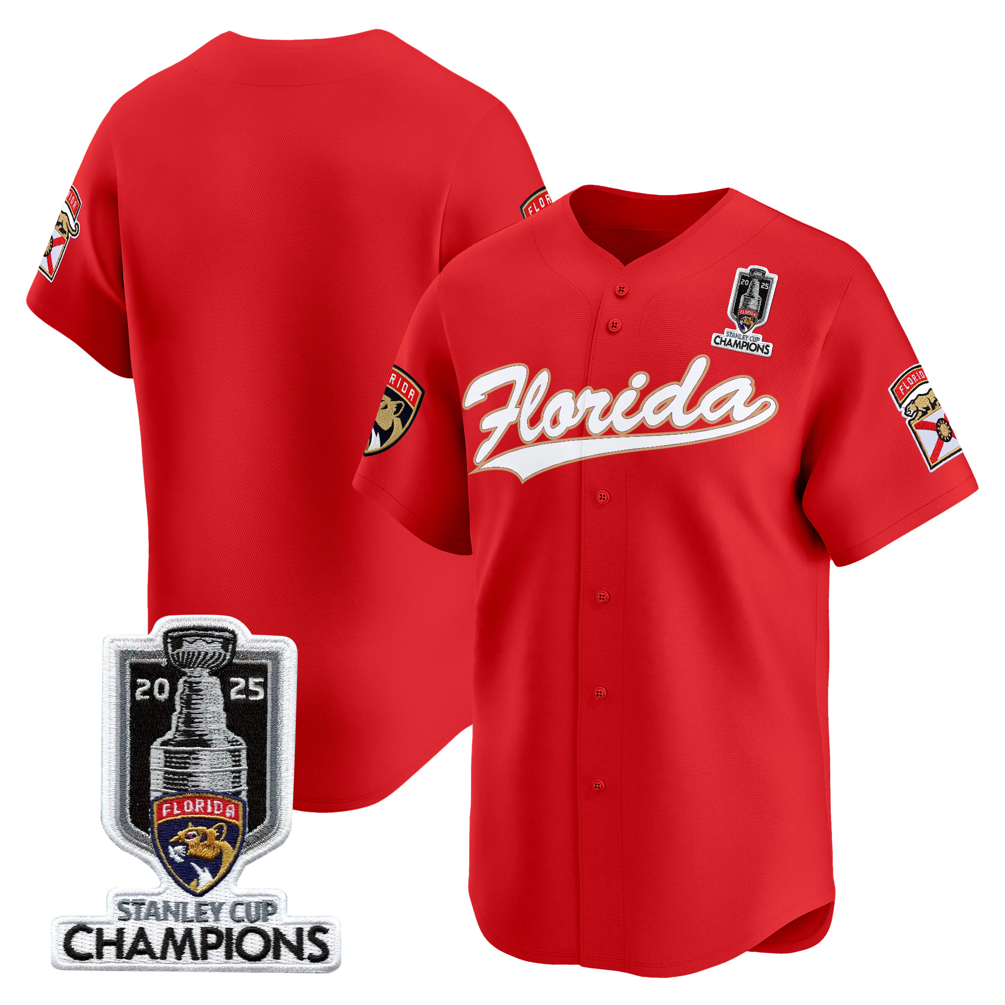 Men's Florida Panthers 2025 Stanley Cup Champions Vapor Baseball Jersey - All Stitched