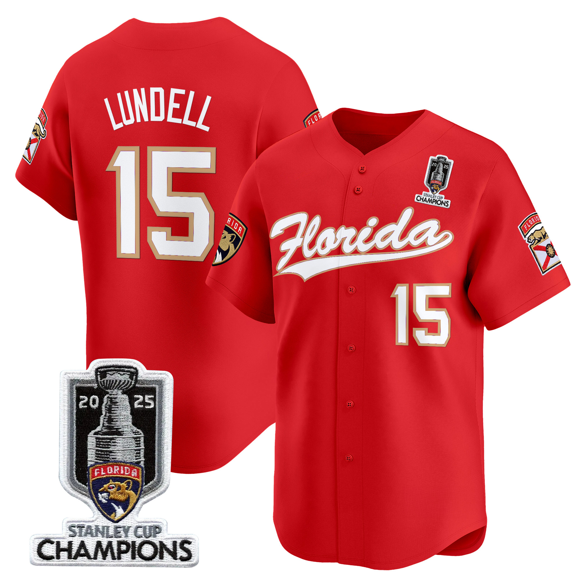 Men's Florida Panthers 2025 Stanley Cup Champions Vapor Baseball Jersey - All Stitched