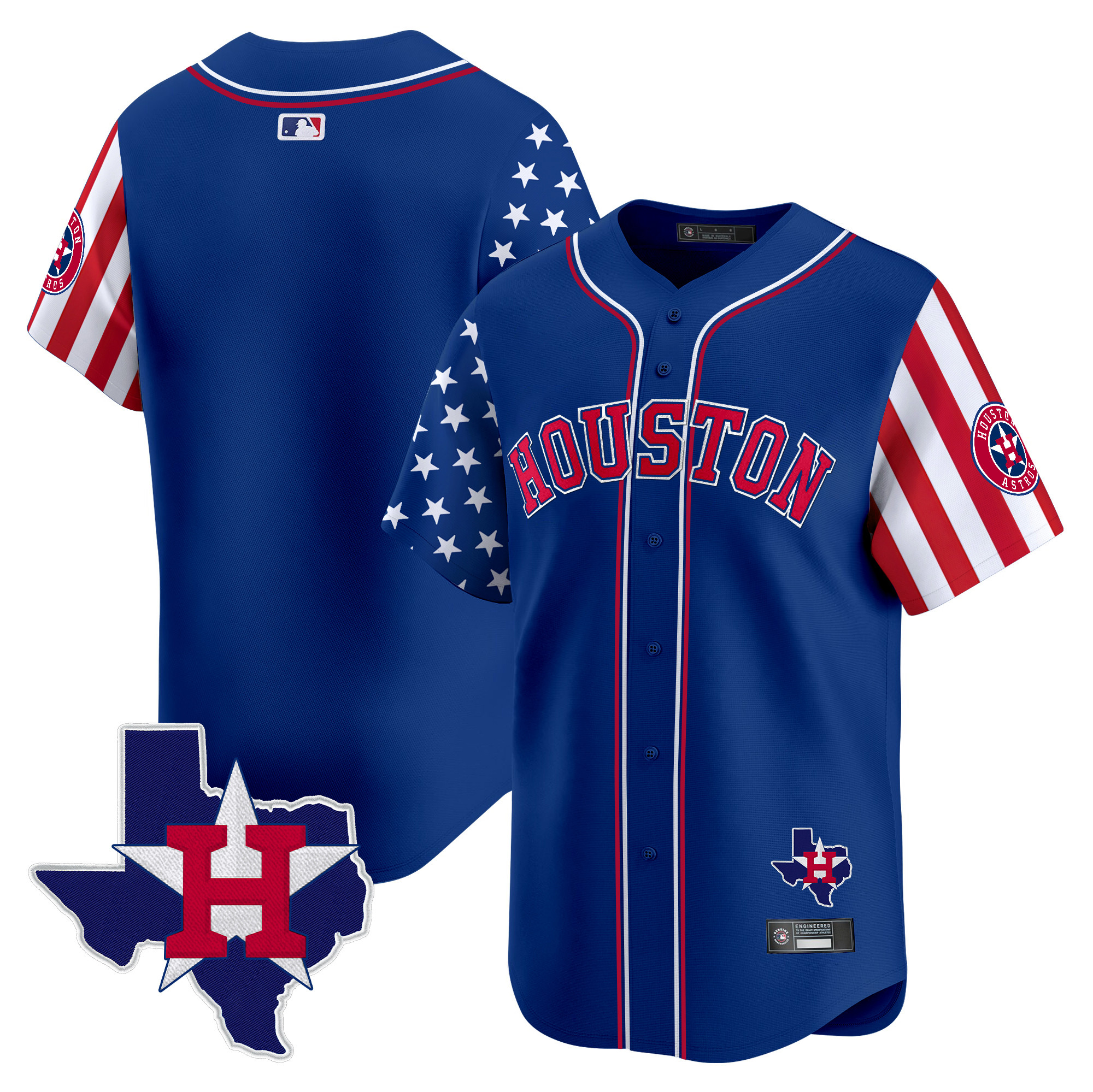 Men's Houston Astros 2025 Independence Day Vapor Premier Limited Jersey V2 - All Stitched
