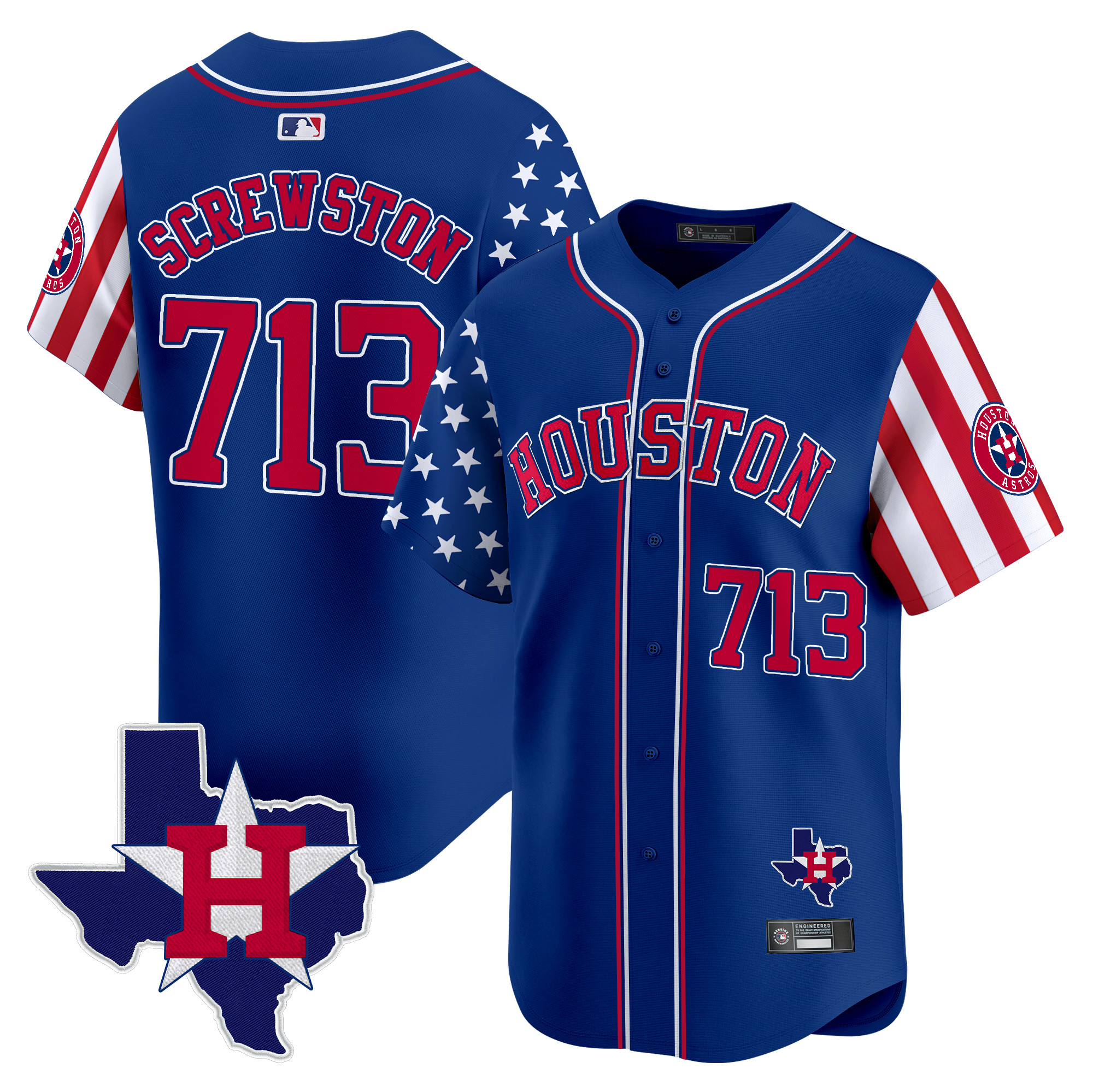 Men's Houston Astros 2025 Independence Day Vapor Premier Limited Jersey V2 - All Stitched