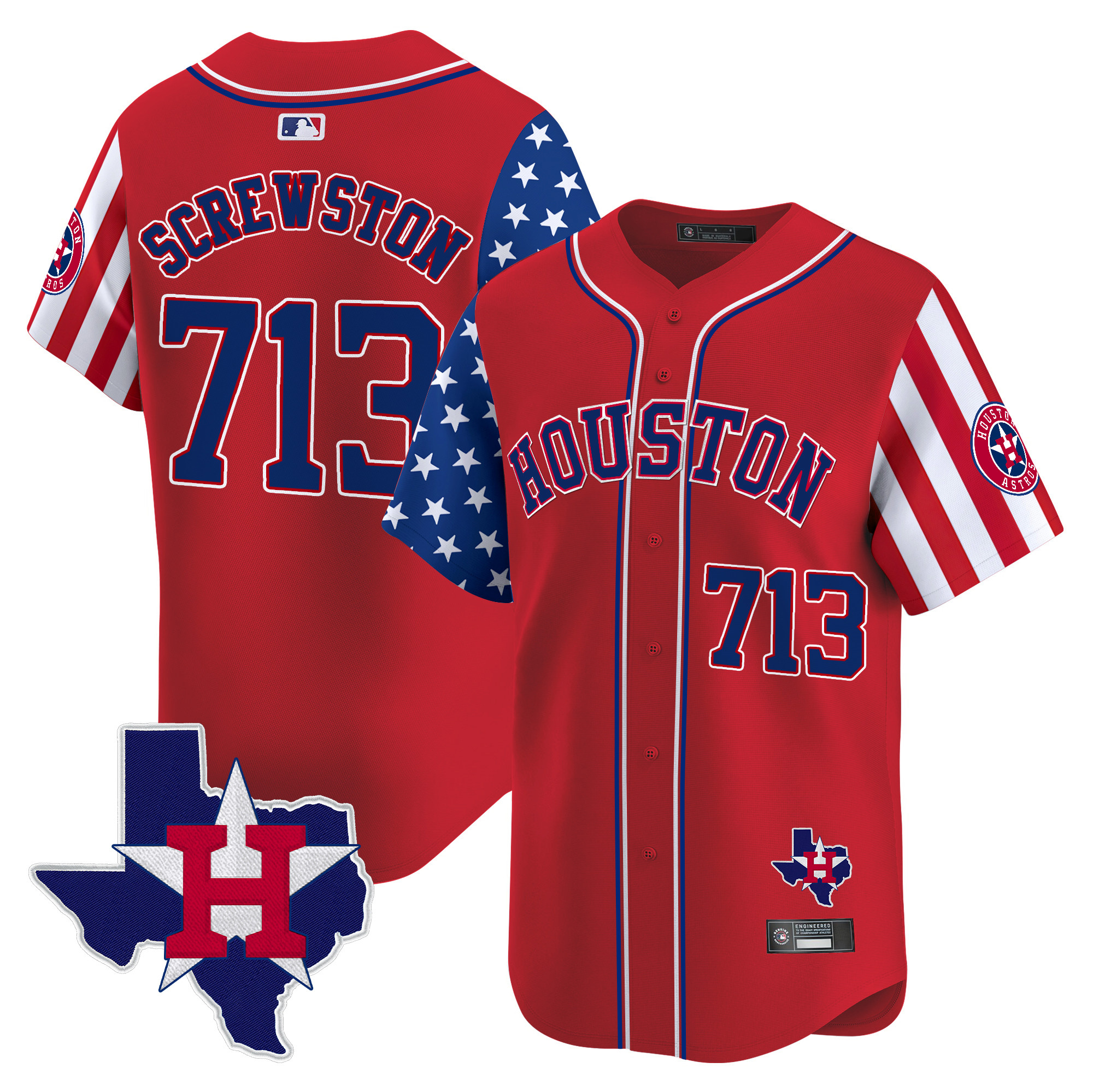 Men's Houston Astros 2025 Independence Day Vapor Premier Limited Jersey V2 - All Stitched