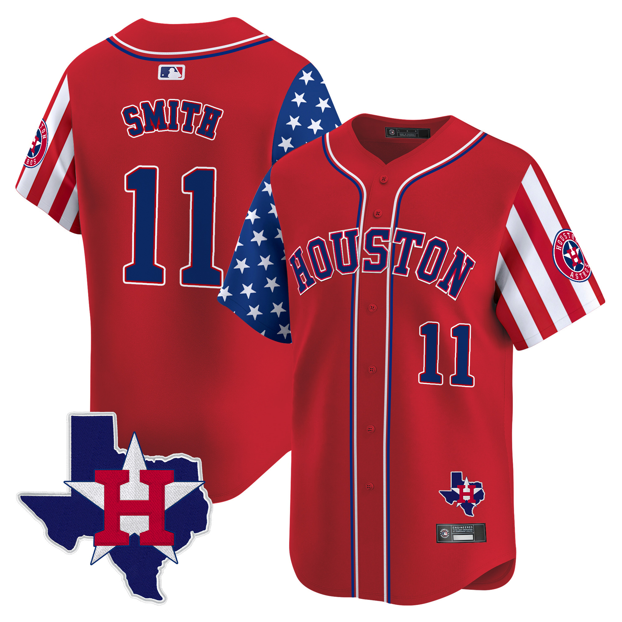 Men's Houston Astros 2025 Independence Day Vapor Premier Limited Jersey V2 - All Stitched