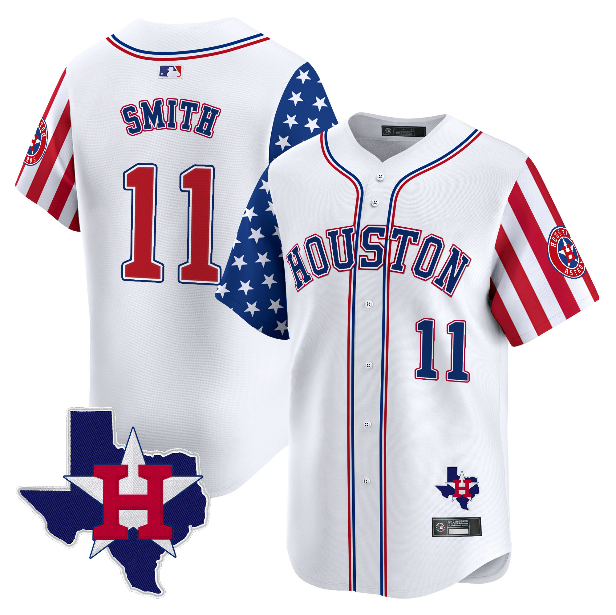 Men's Houston Astros 2025 Independence Day Vapor Premier Limited Jersey V2 - All Stitched