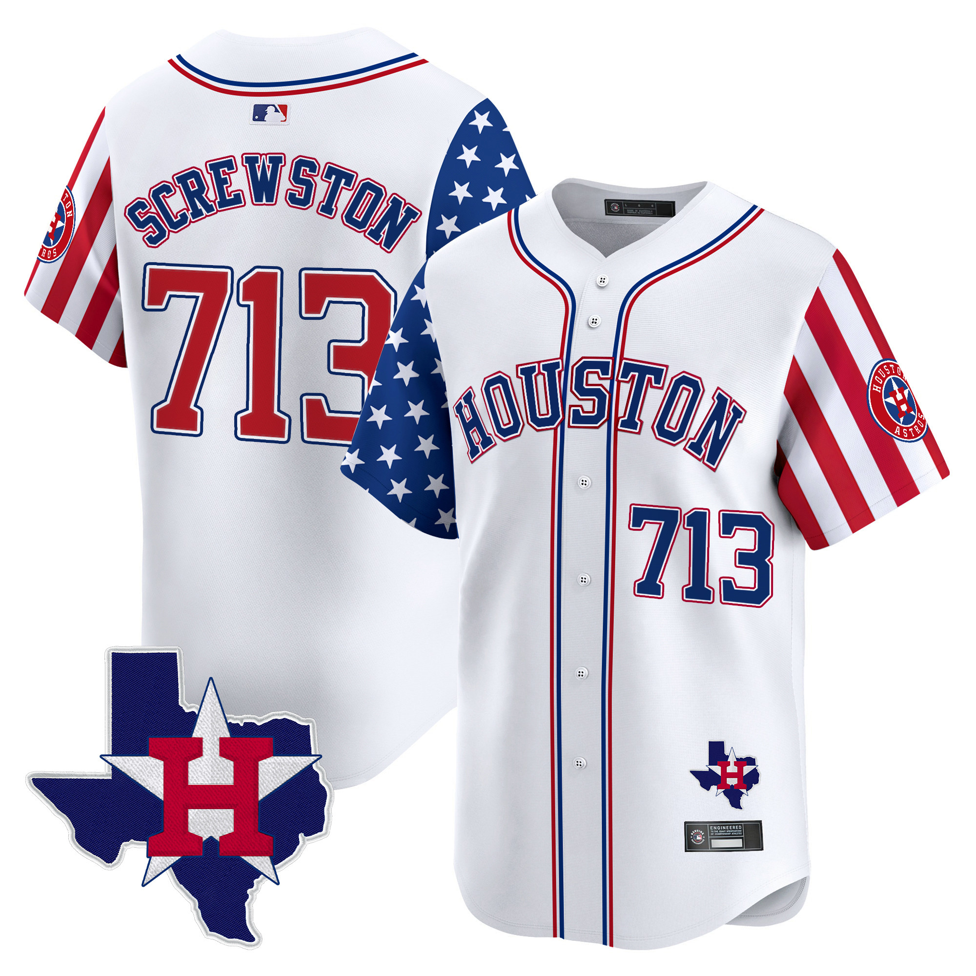 Men's Houston Astros 2025 Independence Day Vapor Premier Limited Jersey V2 - All Stitched
