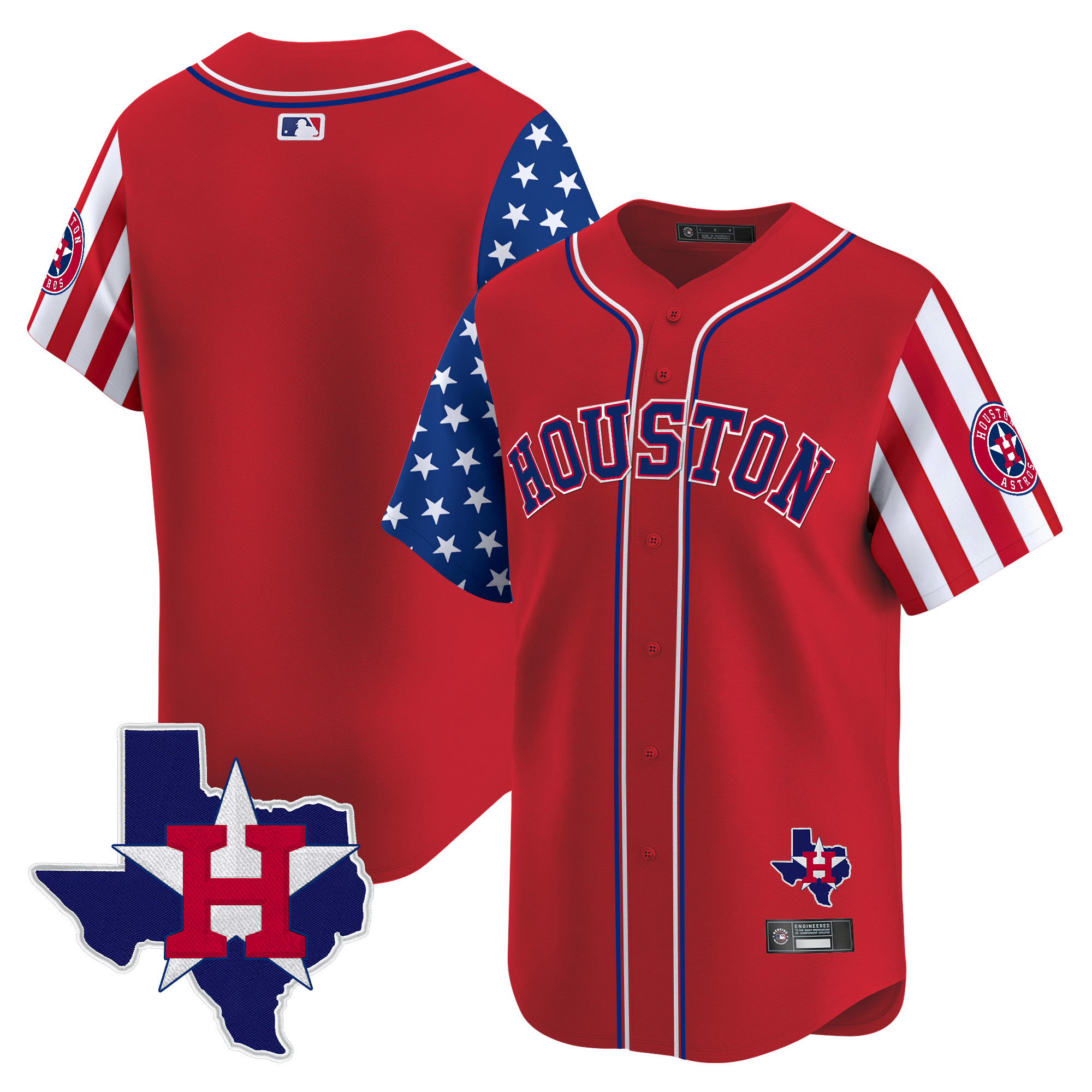 Men's Houston Astros 2025 Independence Day Vapor Premier Limited Jersey V2 - All Stitched