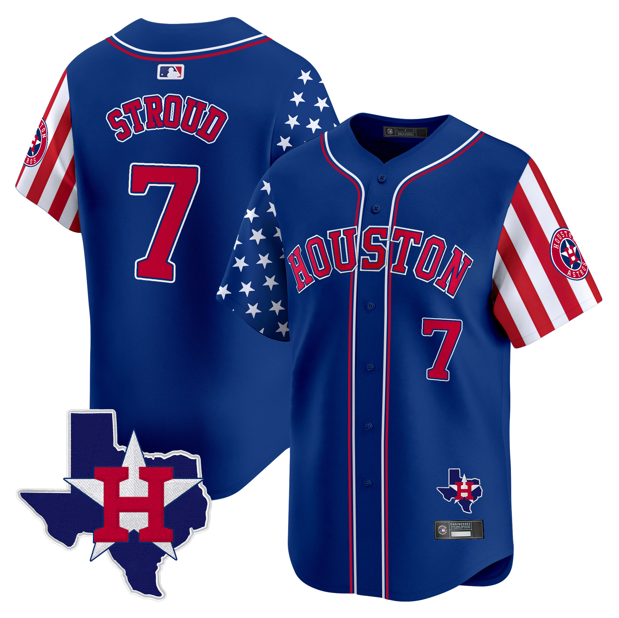 Men's Houston Astros 2025 Independence Day Vapor Premier Limited Jersey V2 - All Stitched