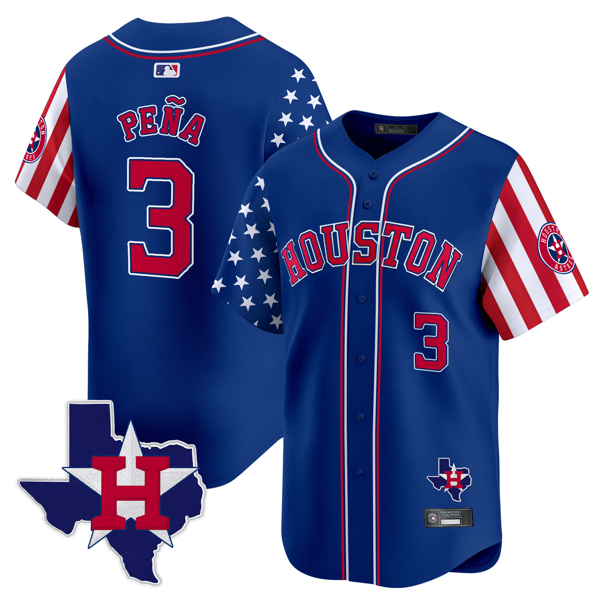 Men's Houston Astros 2025 Independence Day Vapor Premier Limited Jersey V2 - All Stitched