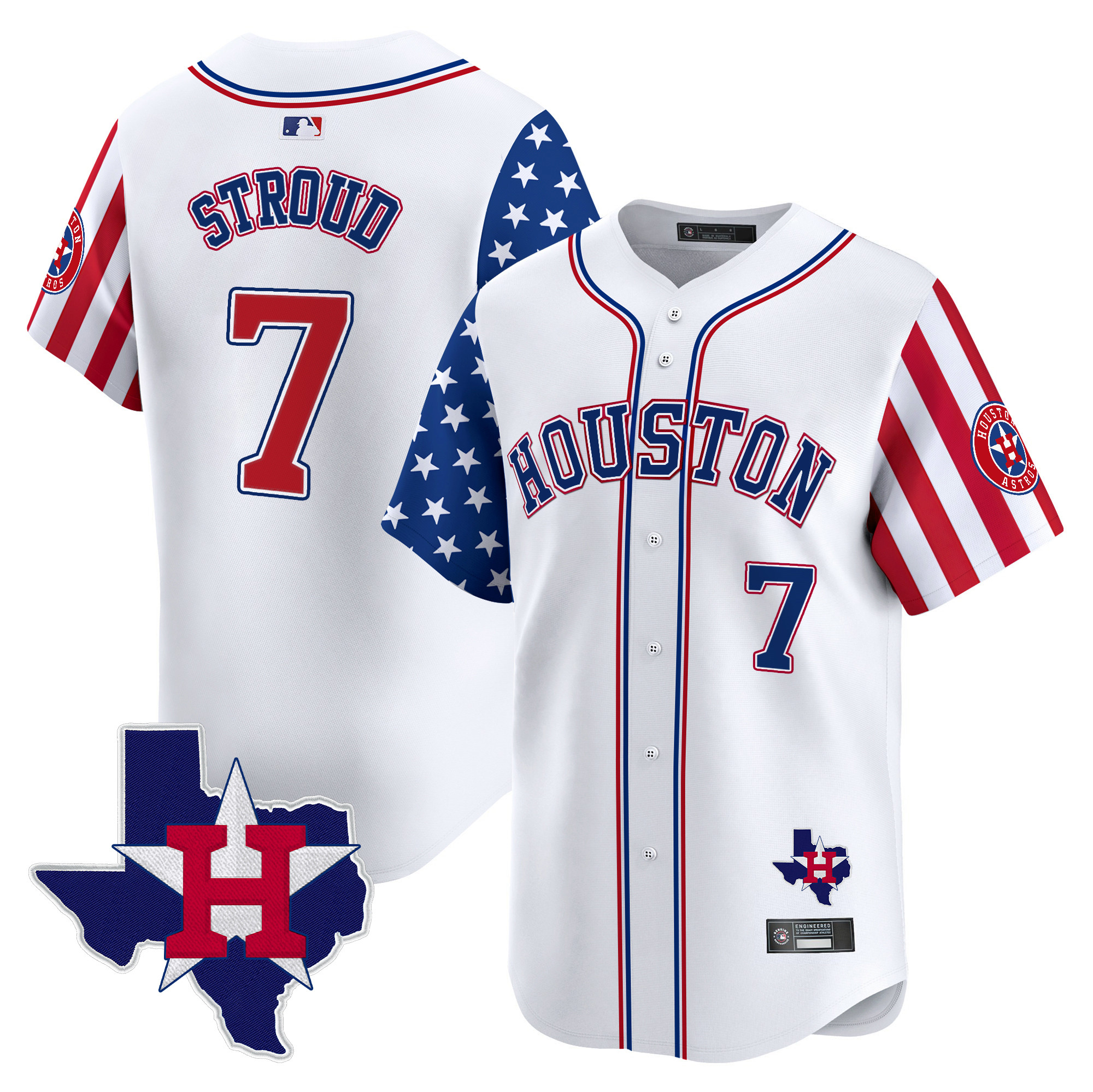 Men's Houston Astros 2025 Independence Day Vapor Premier Limited Jersey V2 - All Stitched