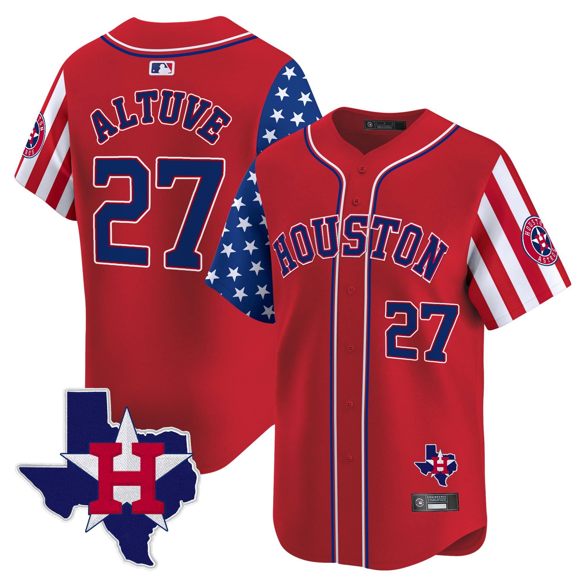 Men's Houston Astros 2025 Independence Day Vapor Premier Limited Jersey V2 - All Stitched
