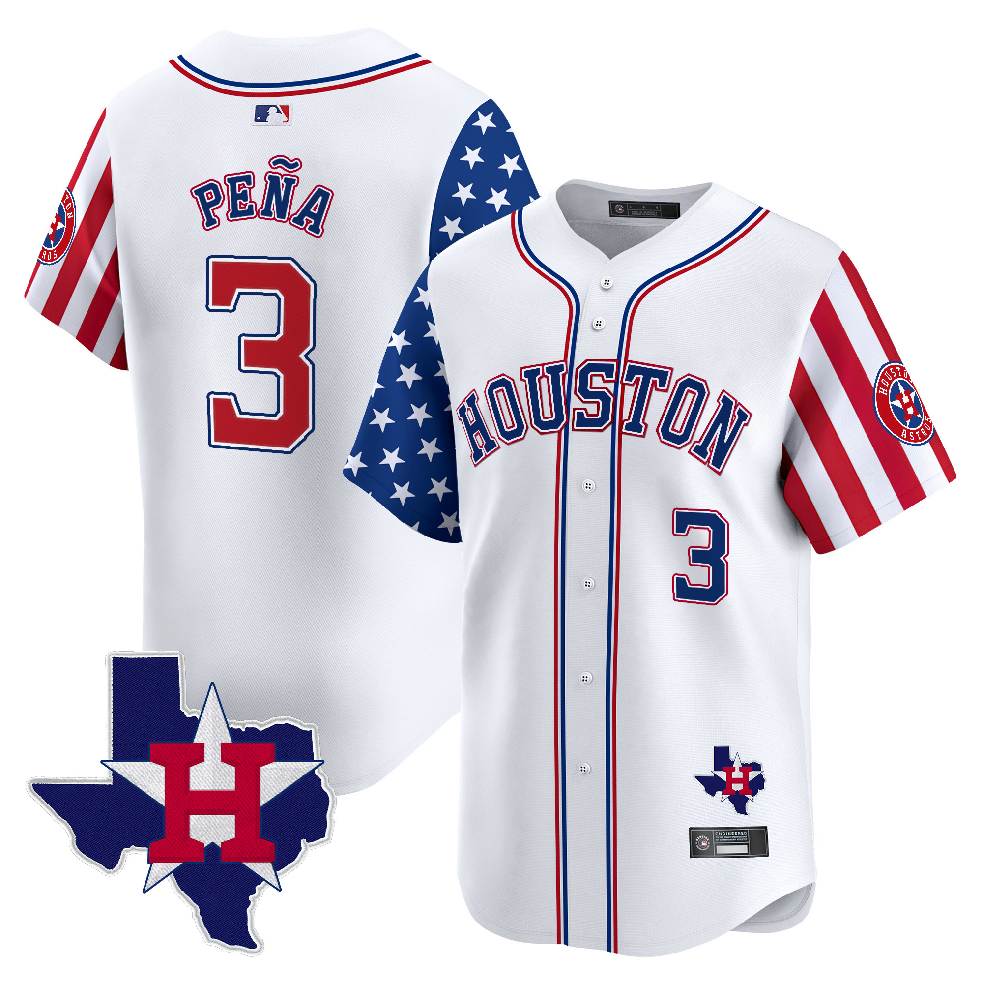 Men's Houston Astros 2025 Independence Day Vapor Premier Limited Jersey V2 - All Stitched