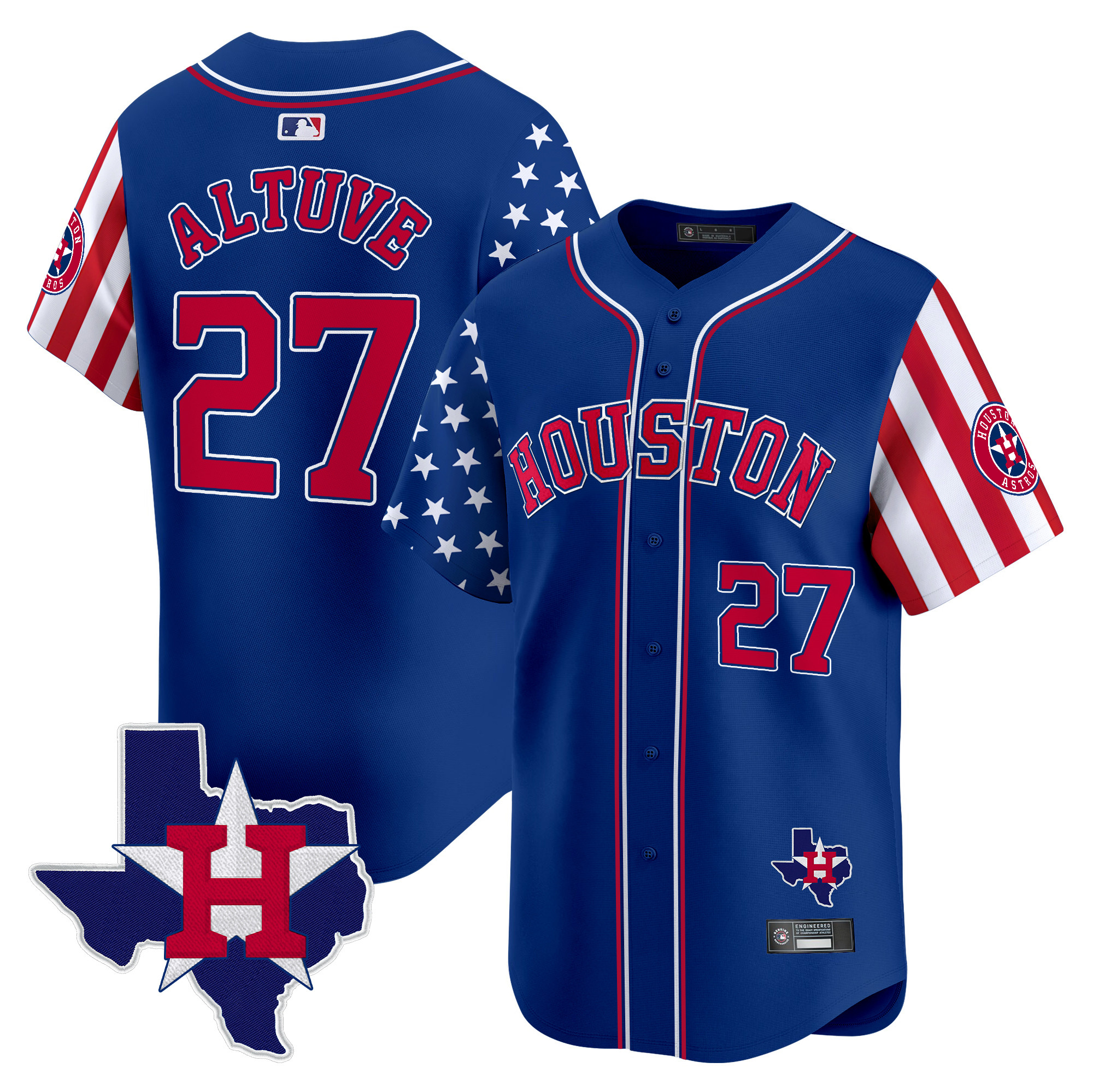 Men's Houston Astros 2025 Independence Day Vapor Premier Limited Jersey V2 - All Stitched
