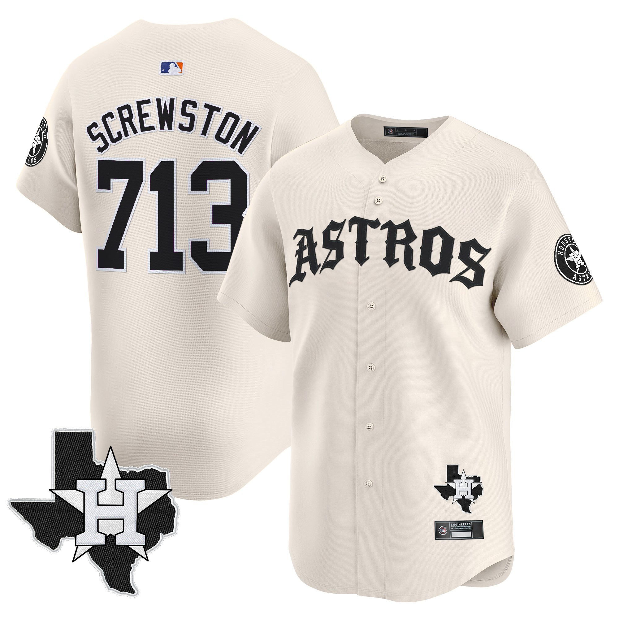 Men's Houston Astros 'Old English Edition' Vapor Premier Limited Jersey - All Stitched