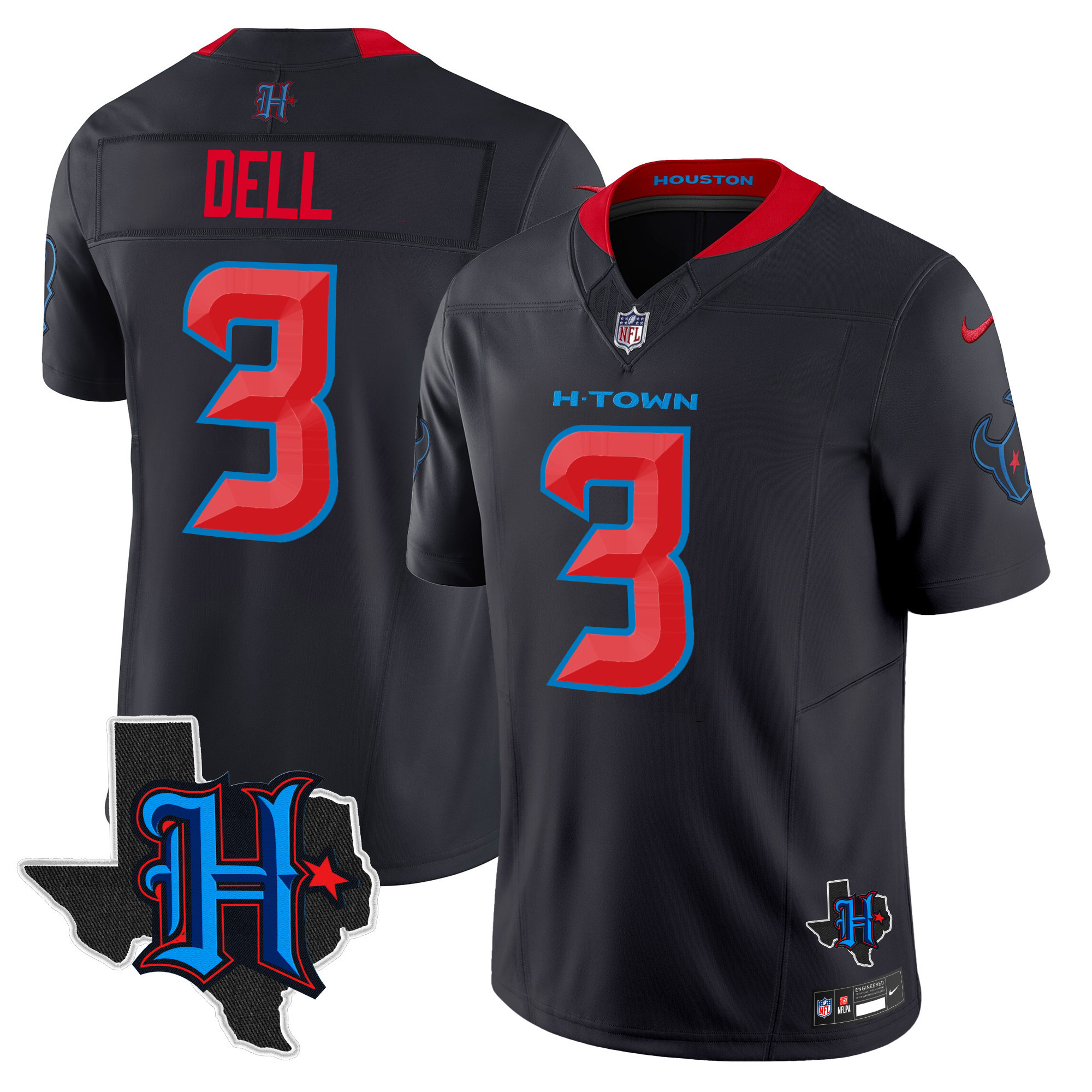 Men's Houston Texans 2025 Texas Patch Vapor Limited Jersey V2 - All Stitched