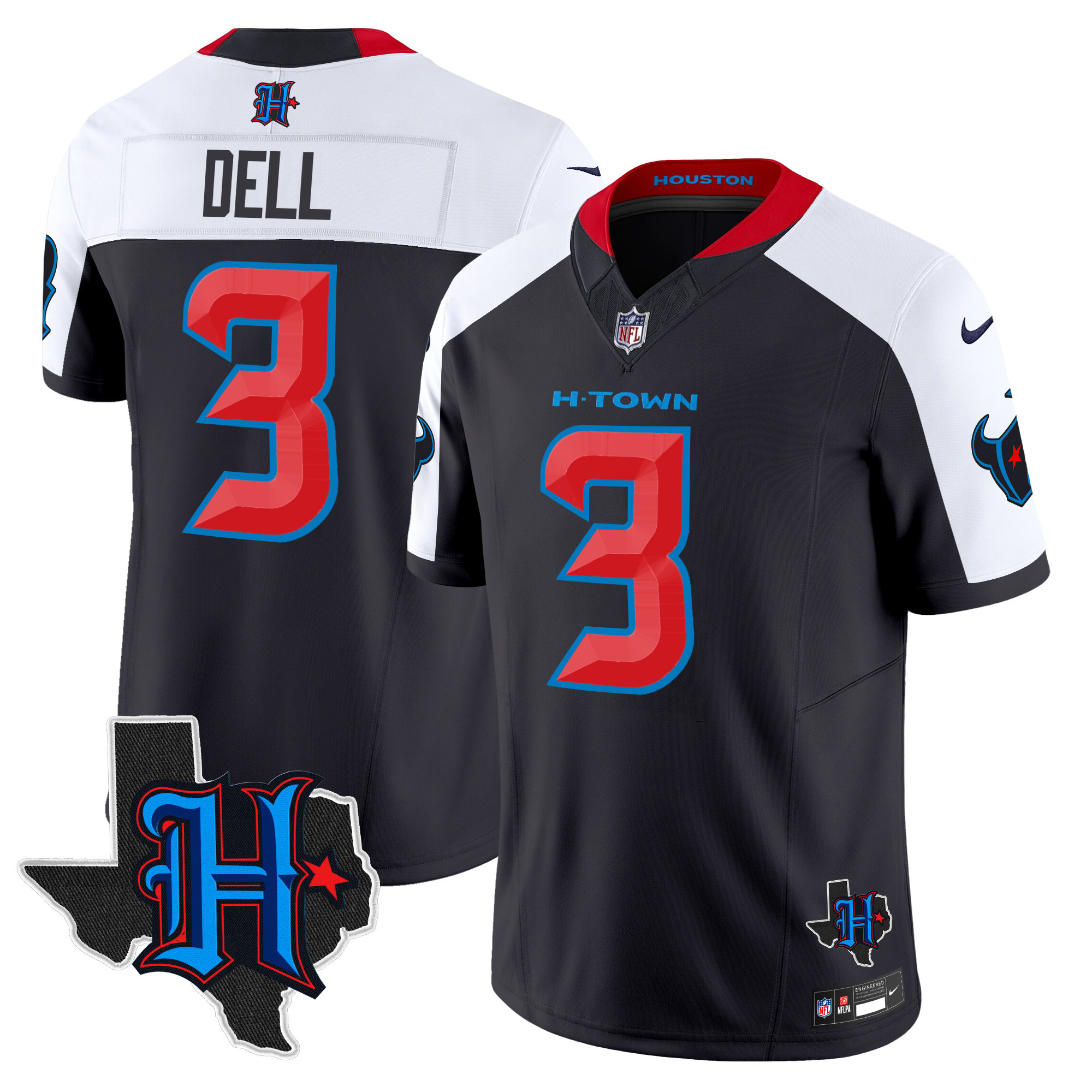 Men's Houston Texans 2025 Texas Patch Vapor Limited Jersey V2 - All Stitched