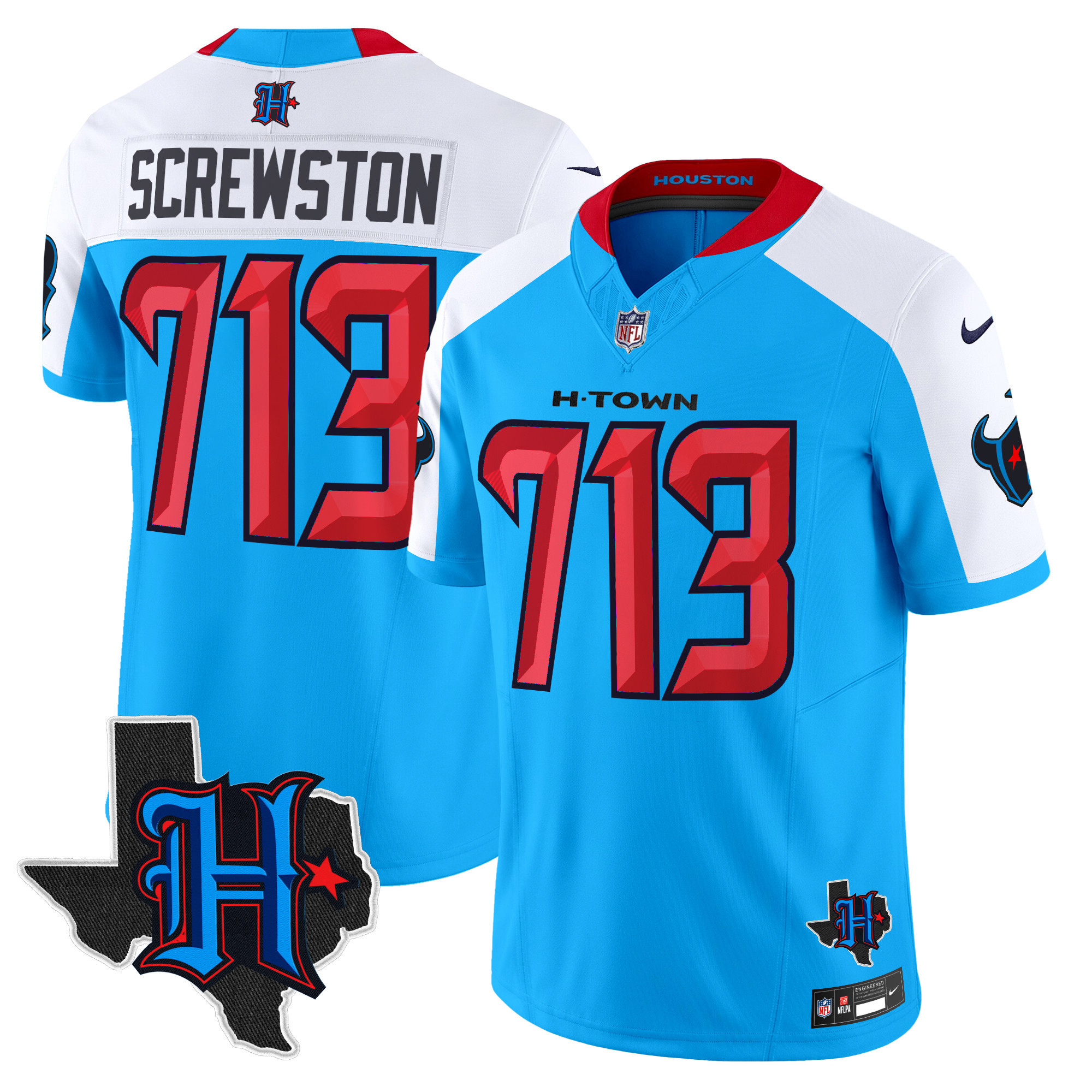 Men's Houston Texans 2025 Texas Patch Vapor Limited Jersey V2 - All Stitched