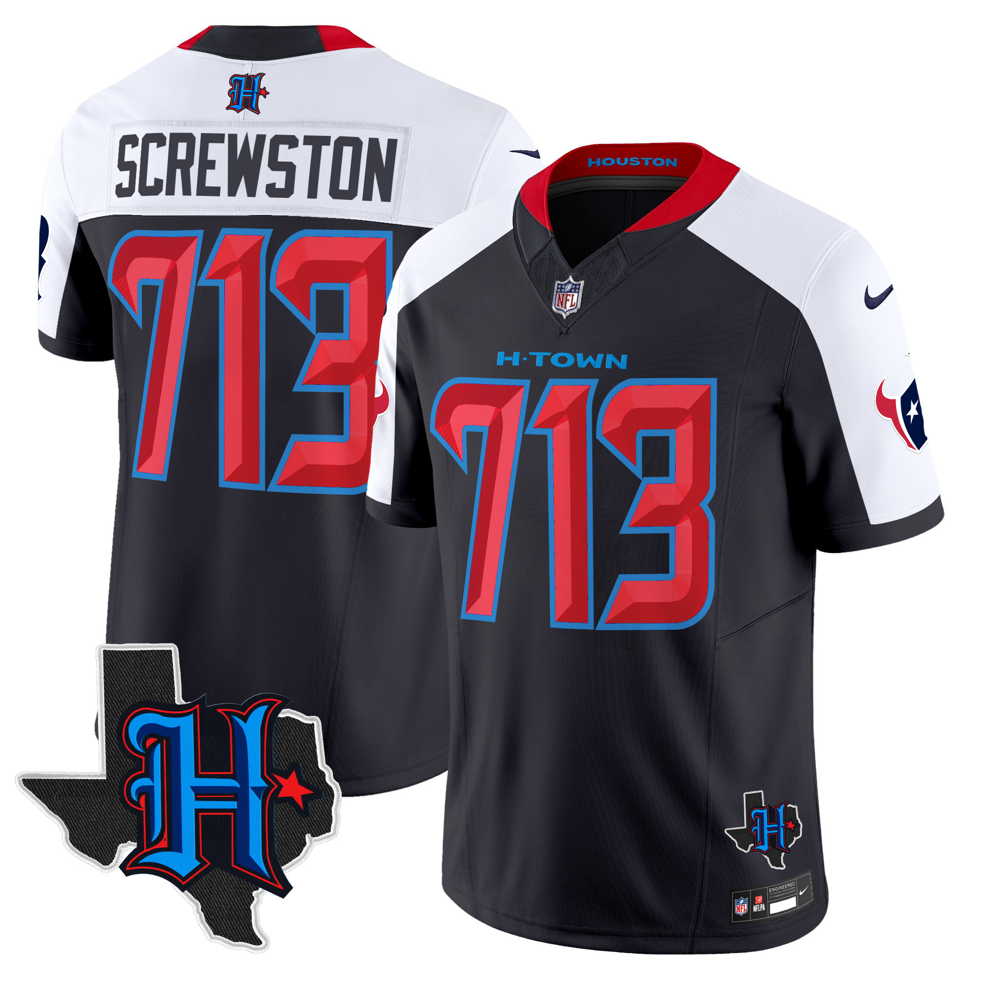 Men's Houston Texans 2025 Texas Patch Vapor Limited Jersey V2 - All Stitched