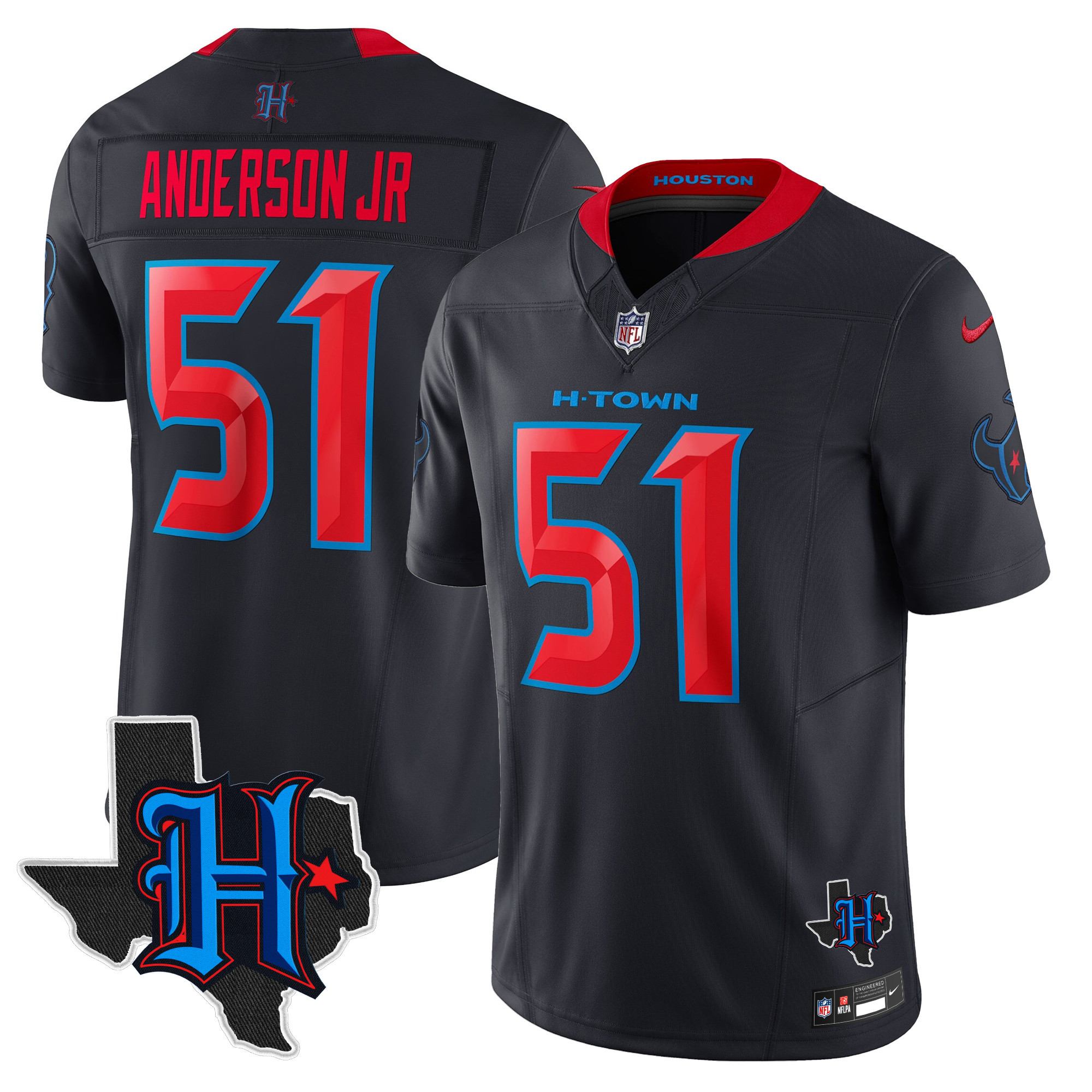 Men's Houston Texans 2025 Texas Patch Vapor Limited Jersey V2 - All Stitched
