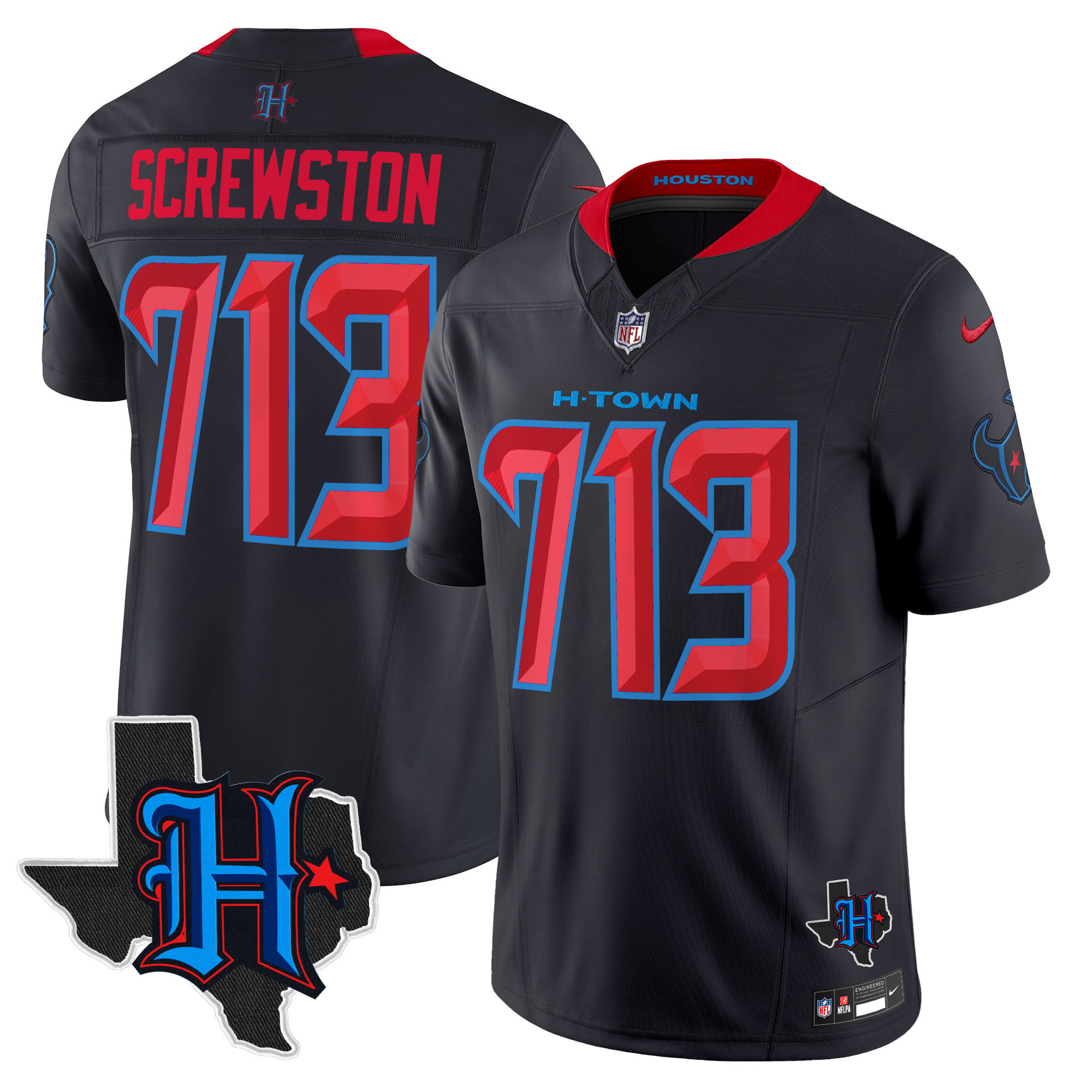 Men's Houston Texans 2025 Texas Patch Vapor Limited Jersey V2 - All Stitched
